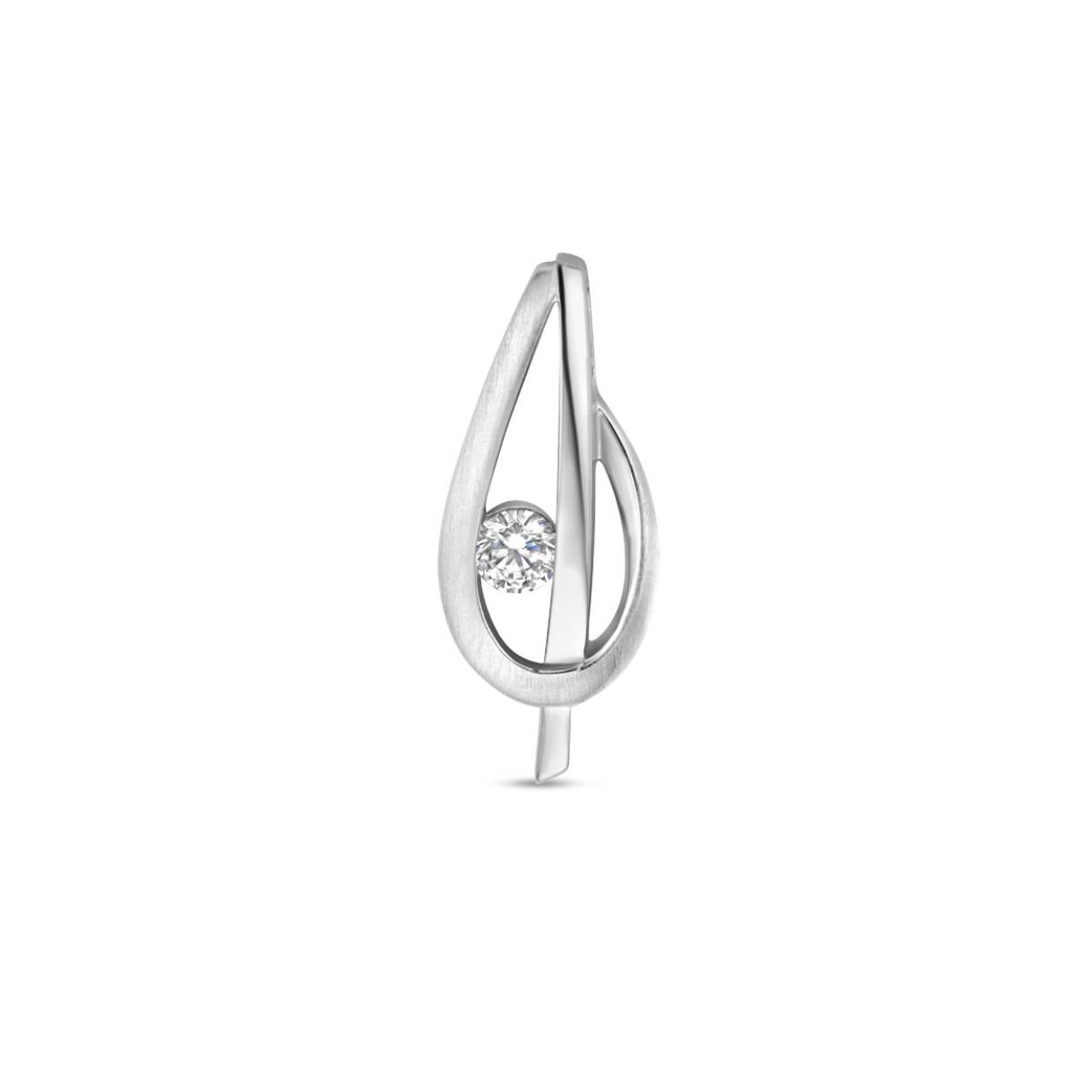 Gerhodineerd 925 zilveren hanger uitgevoerd met een schitterende zirkonia. De hanger heeft een totale hoogte van 20.5mm.