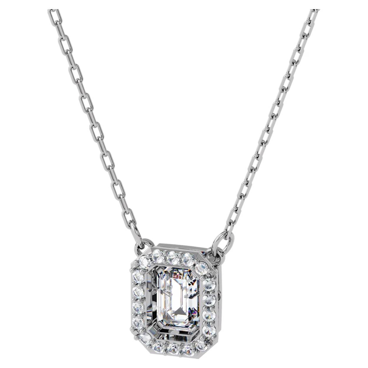 Het collier met hanger heeft een prachtige achthoekige vorm en wordt een van de meestgedragen sieraden uit je collectie. Een fijne ketting met rhodium plating bevat een heldere steen met een trapslijpvorm in het middenstuk, dat kan bewegen, en is omringd door kleinere stenen met een briljantslijpvorm. Dit eindeloos veelzijdige sieraad kun je met een wit T-shirt dragen voor een subtiel accent of combineren met andere colliers voor een opvallende look. Dit collier maakt onderdeel uit van de Millenia-lijn en is ontworpen door Creative Director Giovanna Engelbert voor Collection I.

Collectie:  Millenia
Kleur:  Wit
Minimale lengte: 38 cm
Maximale lengte: 43 cm
Breedte: 0.9 cm
Materiaal:  Rodium-verguld
Type sluiting:  Karabijn