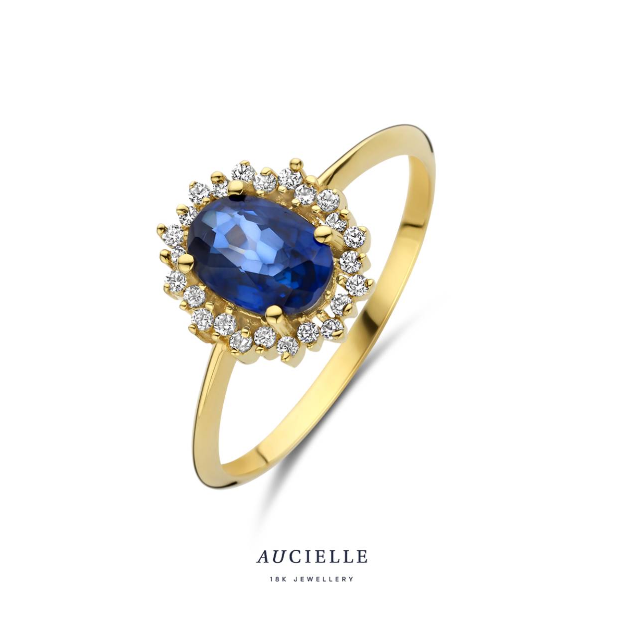 Aucielle ring blauwe saffier en cz