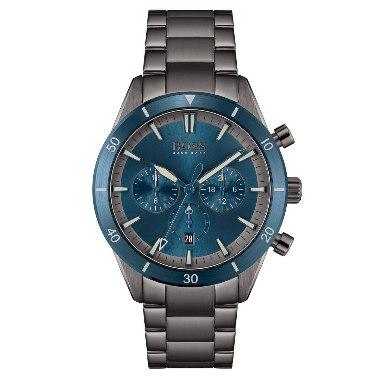 Dit stijlvolle horloge van Hugo Boss is een horloge met een Quartz uurwerk. Het horloge heeft een diameter van 44 mm, en is 11 mm dik. De weergave van de tijd is Analoog. Verder is het horloge voorzien van een Mineraal horlogeglas. Het horloge is 5 bar (douchen) waterdicht, en heeft een band van Roestvrij Staal in de kleur Grijs.