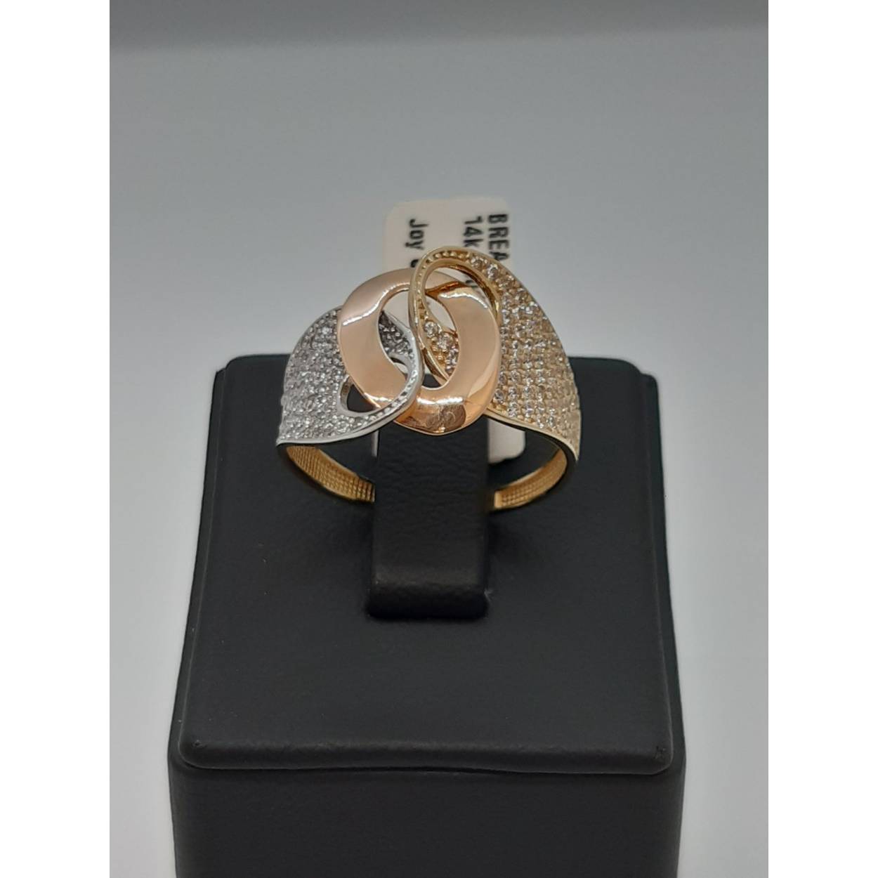 gouden ring met stenen 14kt bicolor