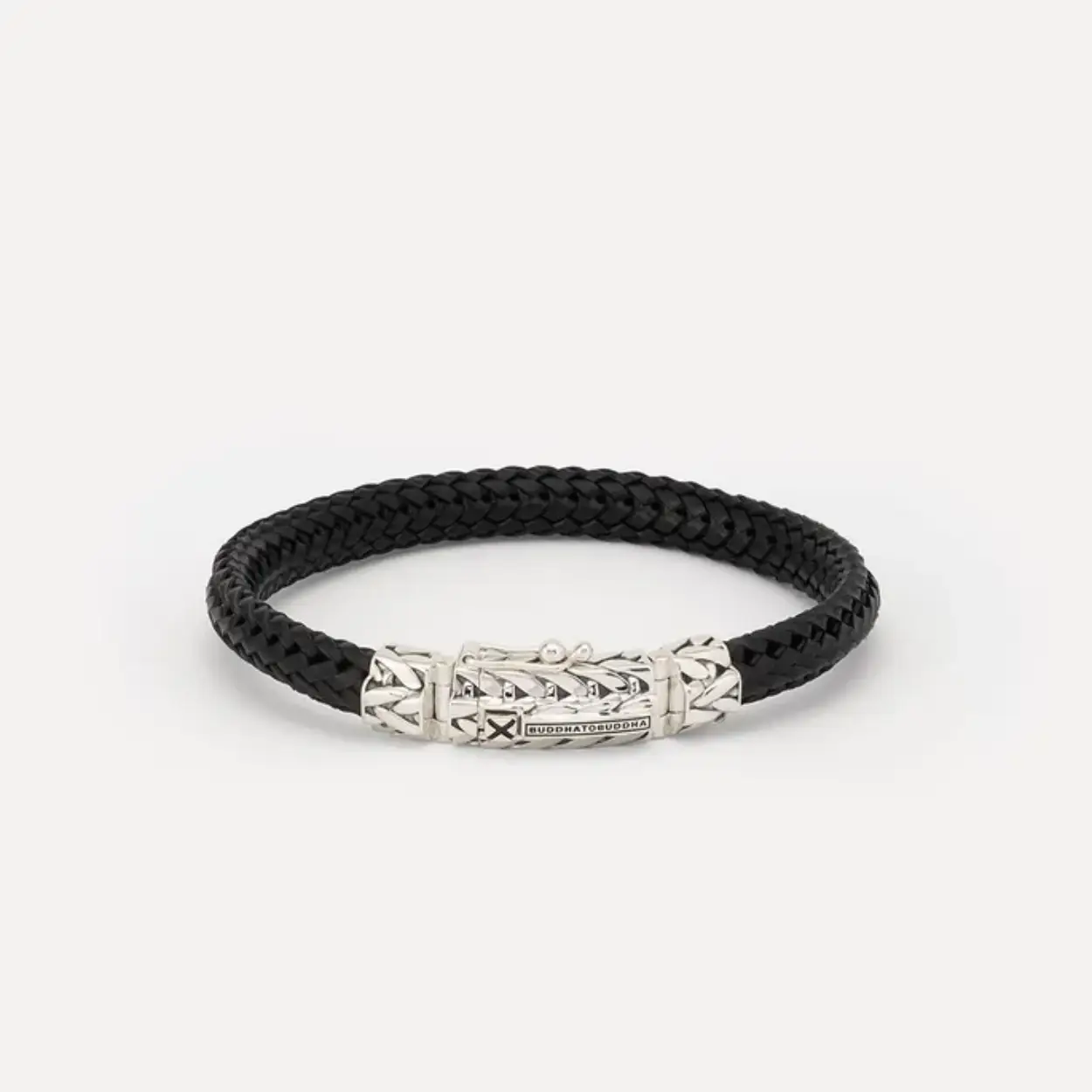 Buddha to Buddha - Nurul/Ellen Mix Bracelet Leather Black, zwarte lederen armband 18cm 863BL D - 001J058630304
