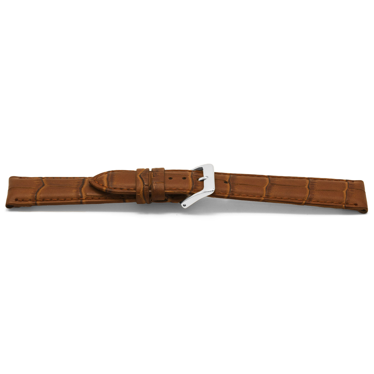 Bruin lederen horlogeband met goudkleurig edelstaal gesp.
Kleur band: Bruin
Band dikte: 4.4mm
Band lengte: 75/115mm
Band breedte: 20x18mm
Gesp: Edelstaal IPG
Bekleding binnenband: Nubuck
Gestikt: Ja, dezelfde kleur als de band. 
Pushpin: Exclusief
Hypo allergisch: Ja
EAN: 8716667161276
