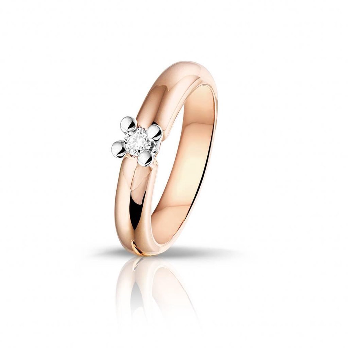 Rose gouden solitair ring 1x0.09crt hsi
