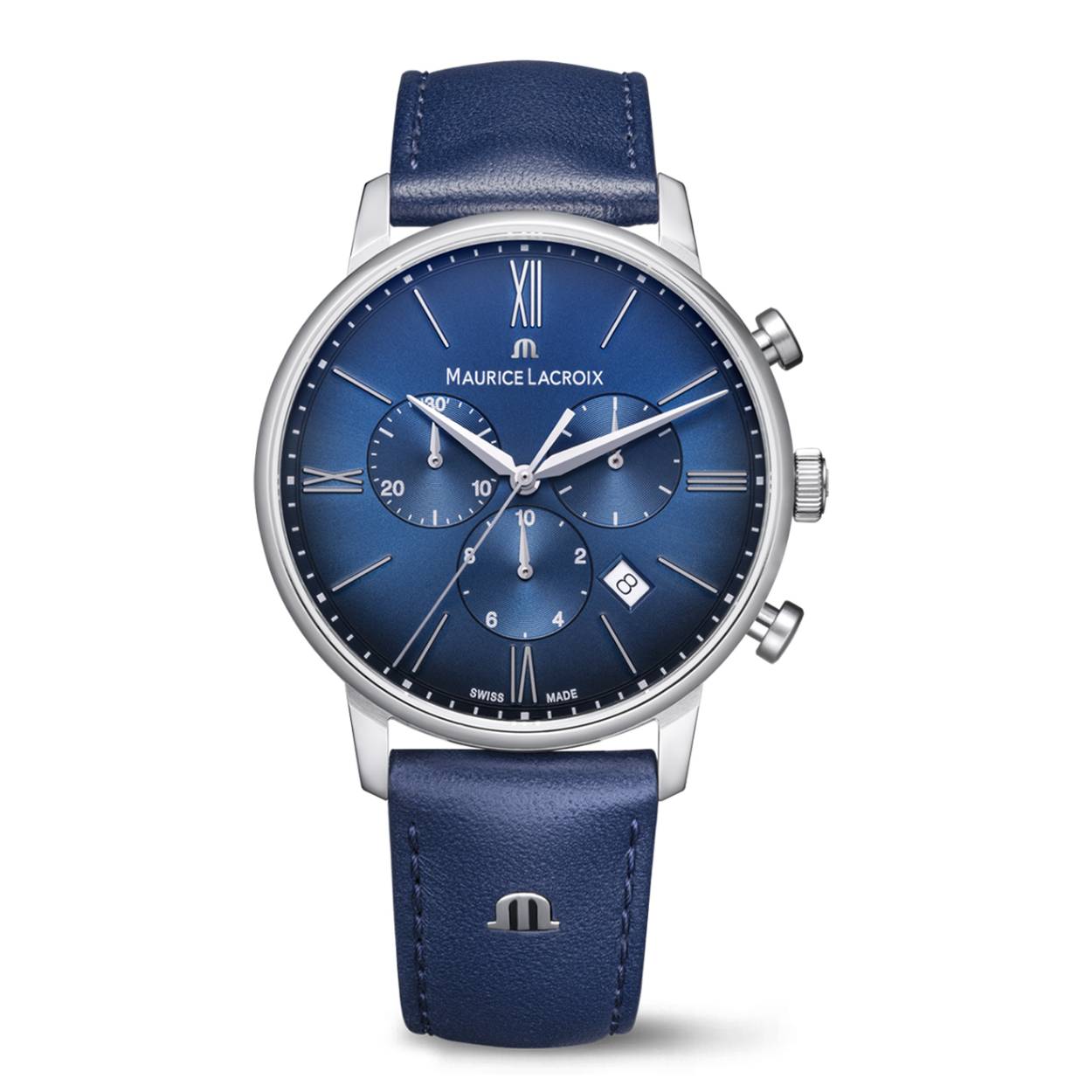 Dit is een horloge van het merk Maurice Lacroix gemaakt voor heren.
De specificaties zijn als volgt:
Kastmaat: 40 mm
Kastdikte: 10 mm
Bandbreedte: 20
Waterdichtheid: 5 ATM / 50 Meter / 165 Feet
Dit horloge heeft de volgende functies/eigenschappen:
Chronograaf
Datumaanduiding