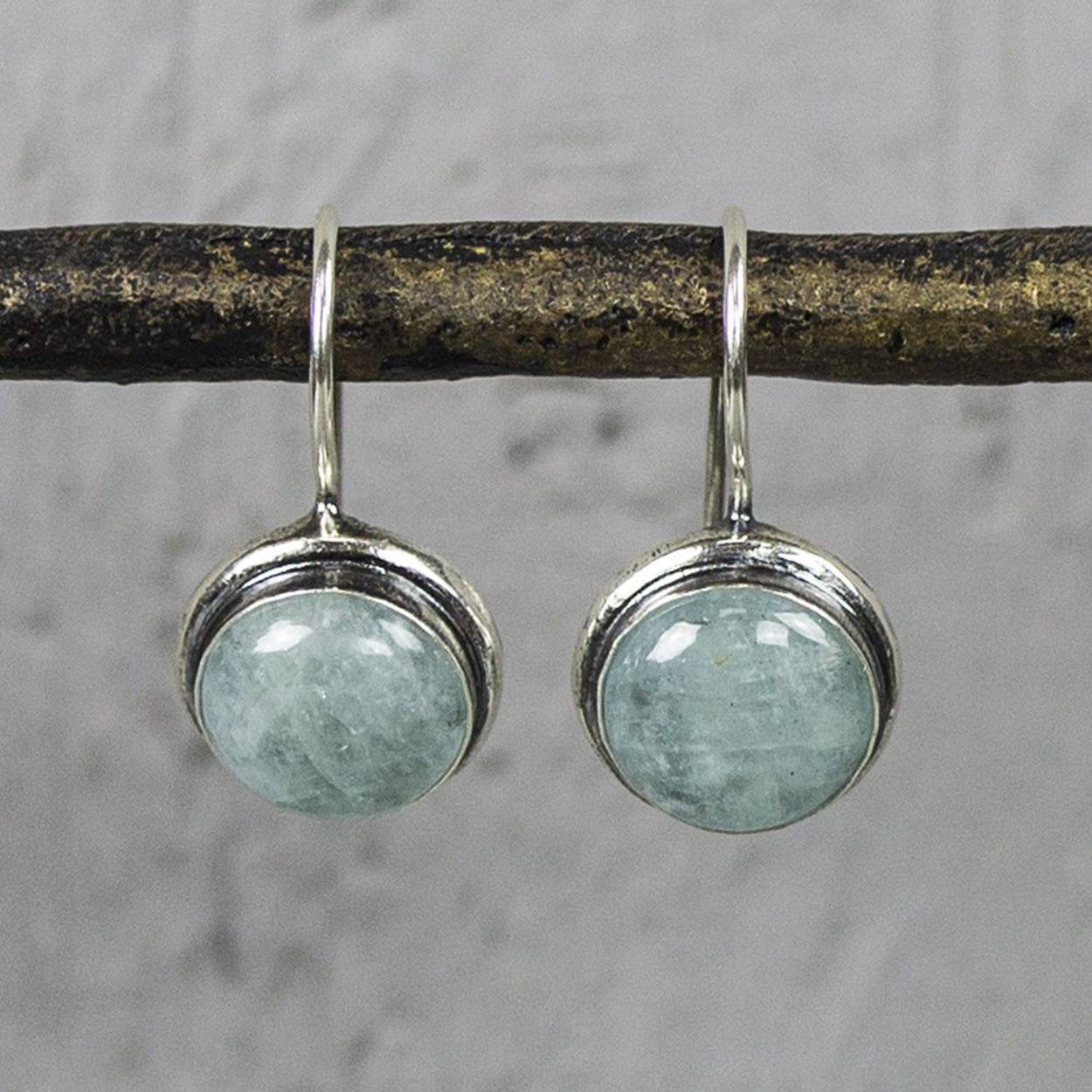 Jeh Oorhangers zilver met aquamarijn 19932