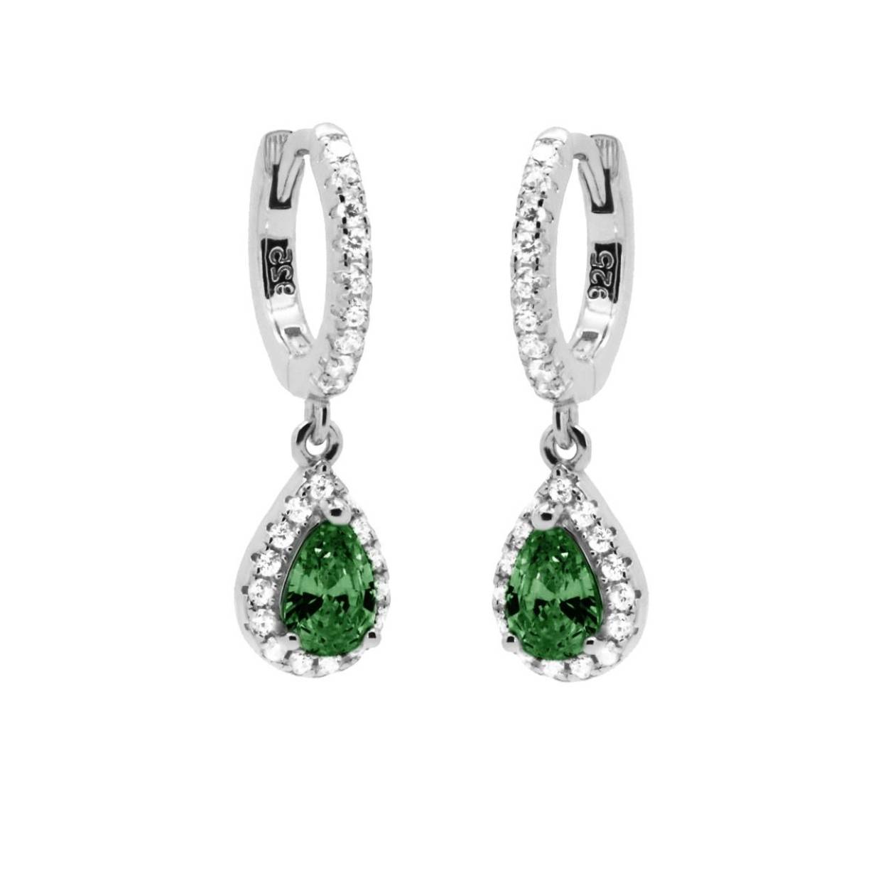 Hinged Hoops Zirconia CHLOE EMERALD GREEN Silver