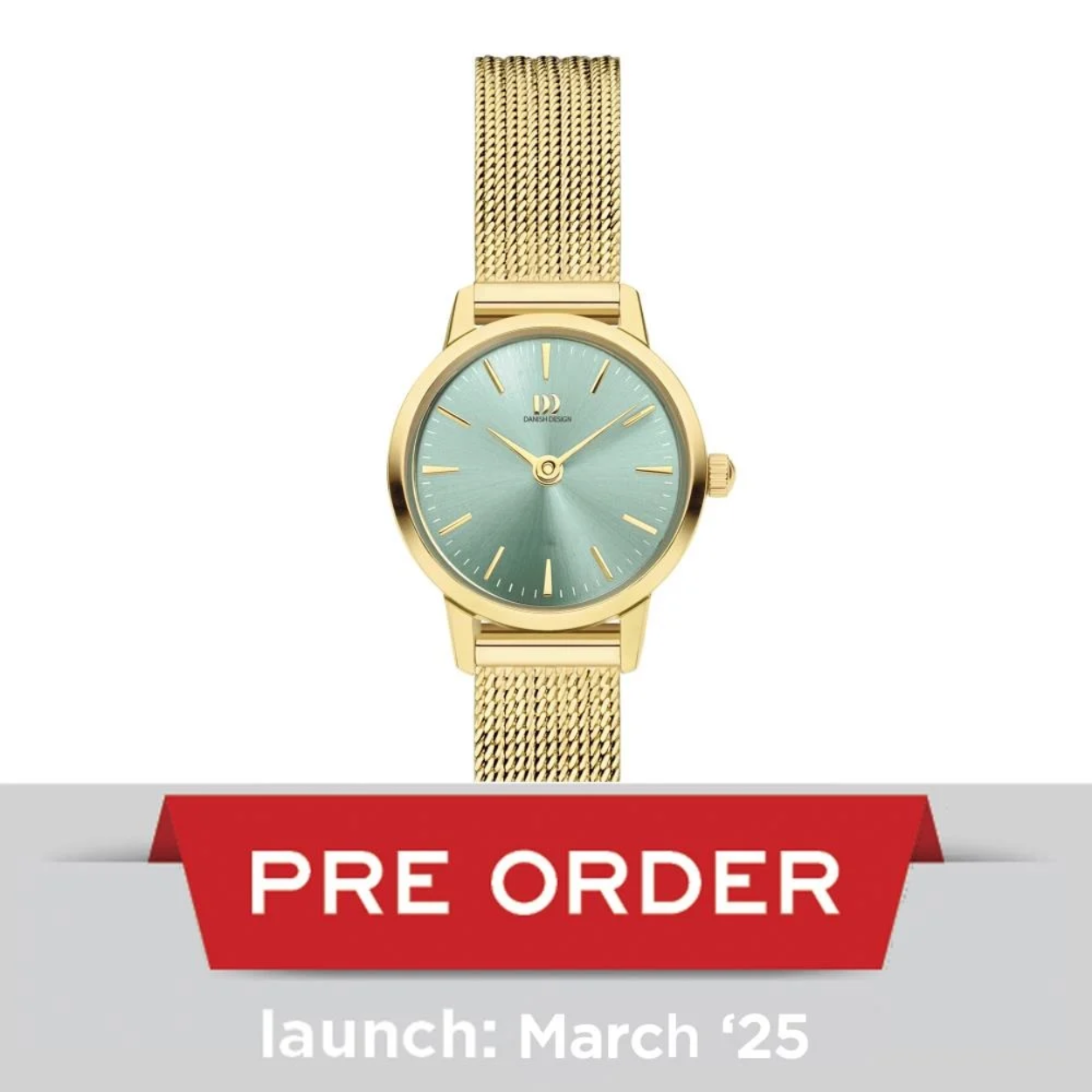 Danish Design Akilia mini gold sage green dameshorloge 