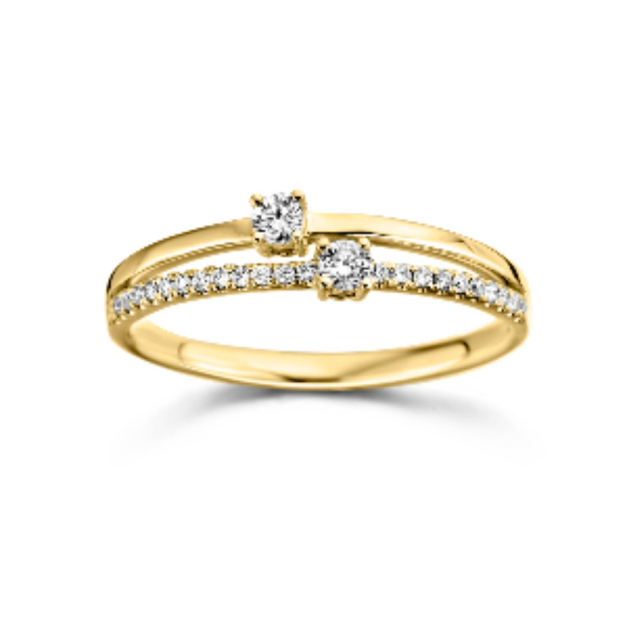 Ring geel goud 18kt met diamanten.