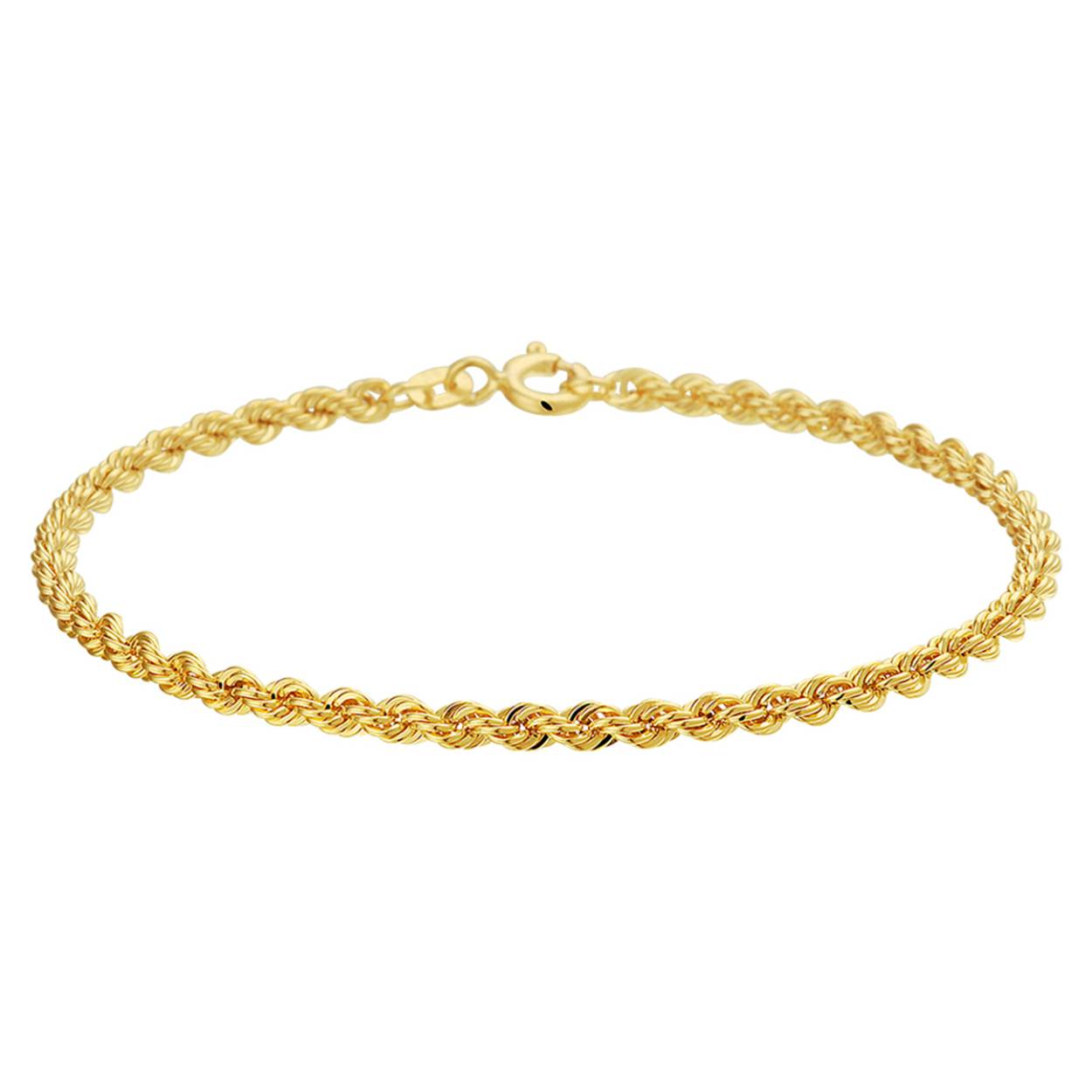 Geelgouden lengte artikel met koord schakel. De schakelbreedte is 2.7mm.