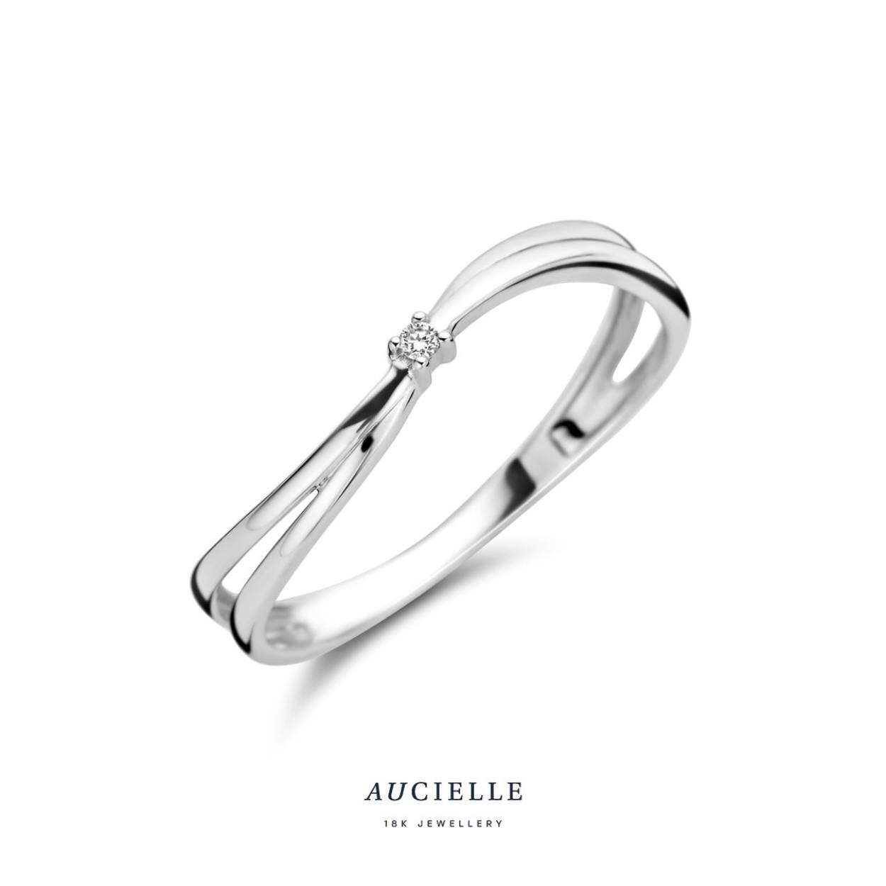 Aucielle ring wit goud 18k, diamant 0.010ct