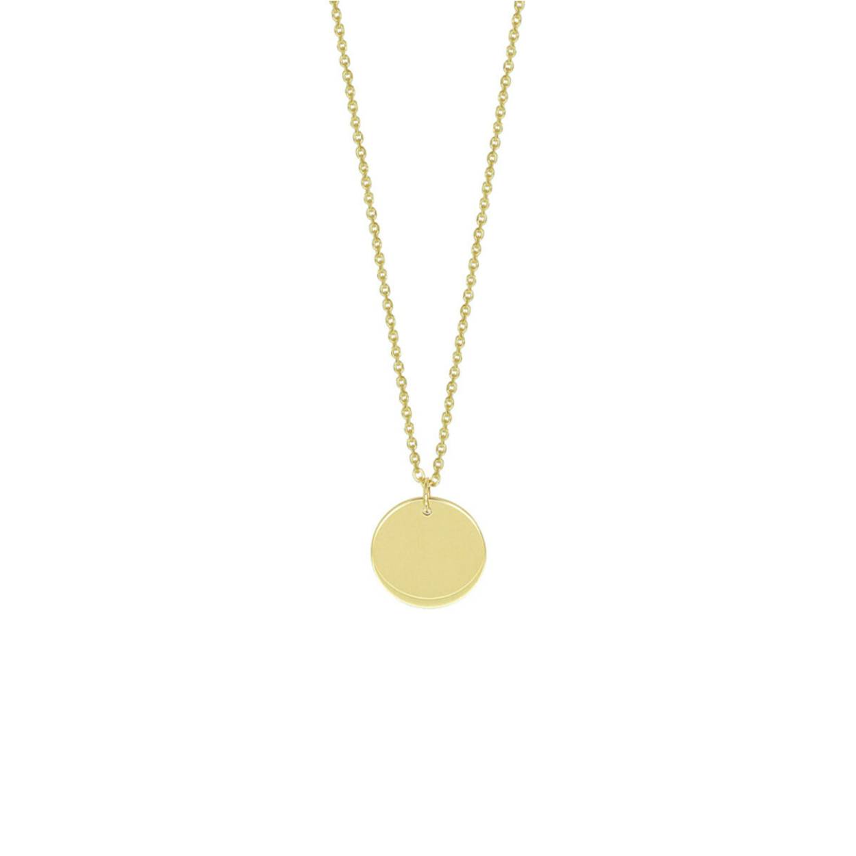 Trendy geelgouden 1mm anker collier met draaglengtes van 41 43 en 45cm. Uitgevoerd met een poli afgewerkt rondje van 10mm en een stevige karabijn sluiting. Door het simplistische design gemakkelijk te combineren met andere gouden rondjes sieraden.
