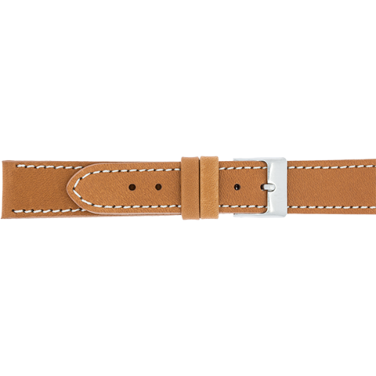 
Horlogeband leder 302 Cognac - wit stiksel 18mm