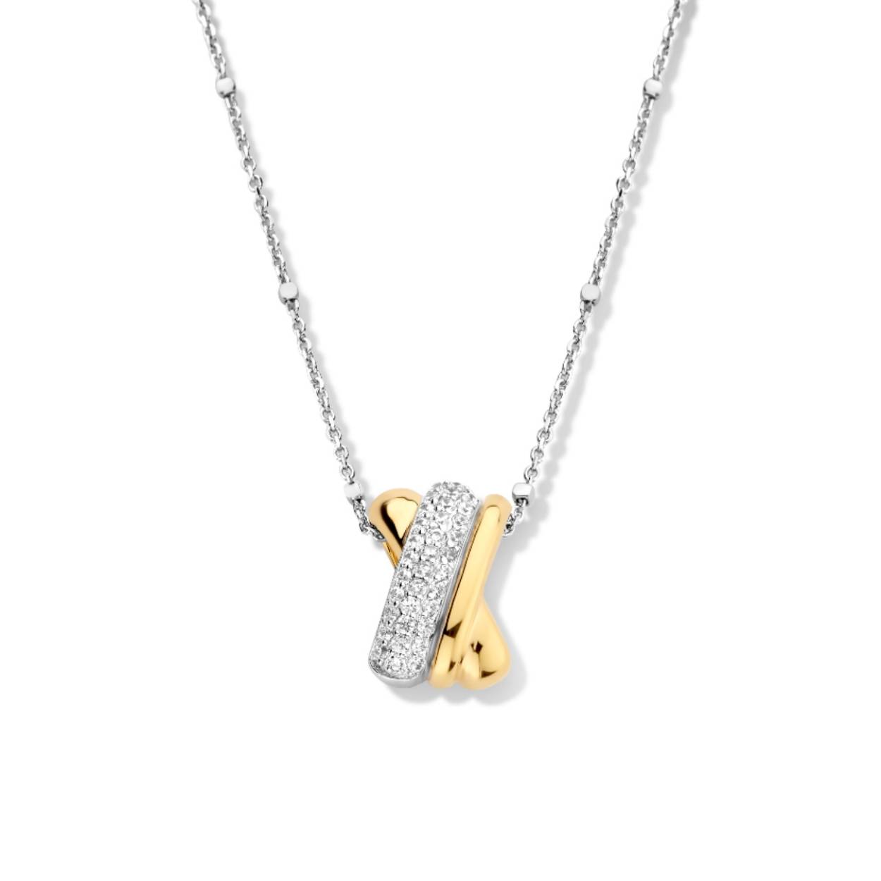 Mooie hanger in Bicolor Zilver inclusief ketting.