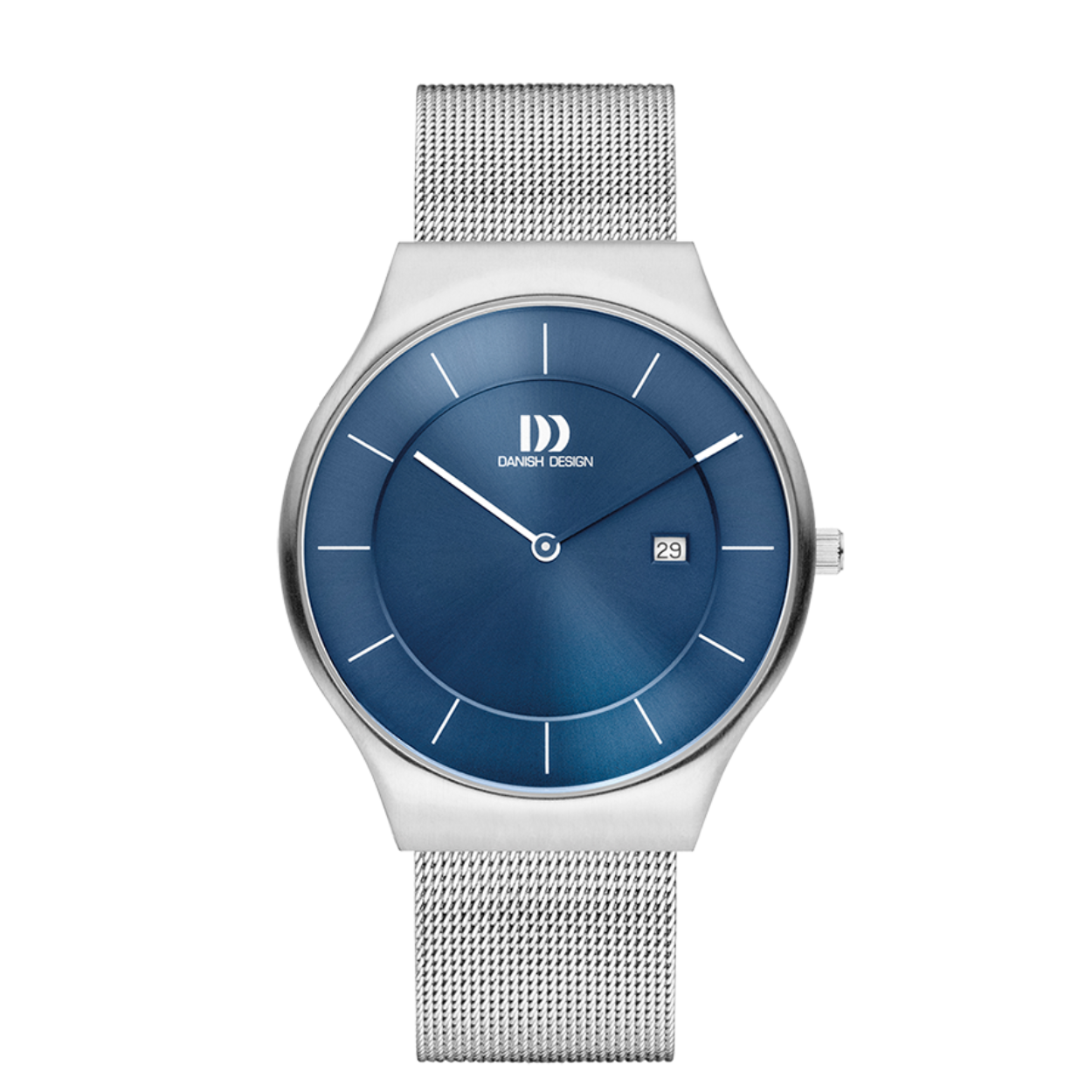 Danish Design Horloge IQ68Q1259 
Stalen kast met blauwe wijzerplaat
Stalen mesh band
3 ATM waterdicht