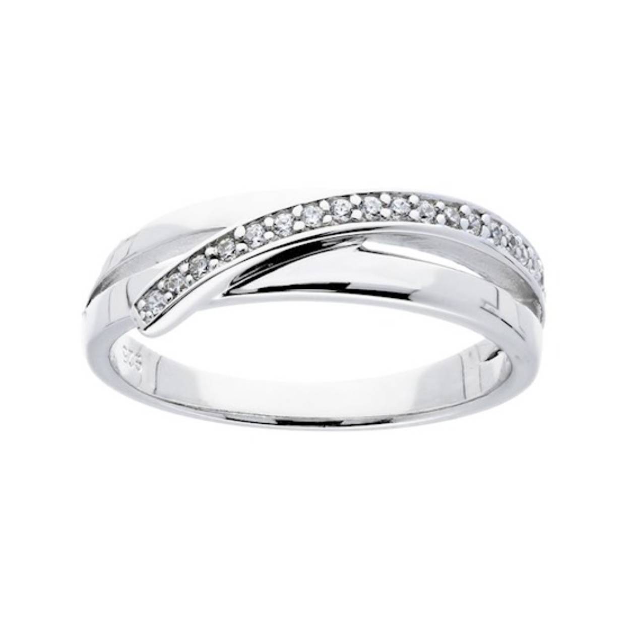 Zilveren met overlag en zirkonia maat 50