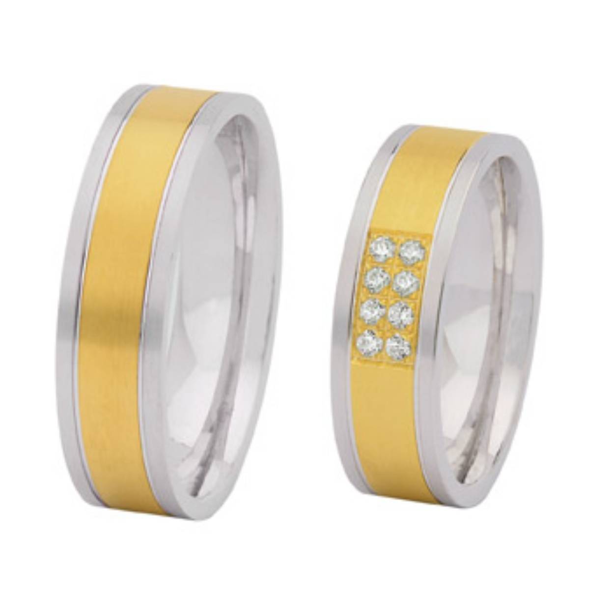 Zilveren vergulde ringen met 8 zirkonia's Maat 20.5 en 17.5 Op=Op!