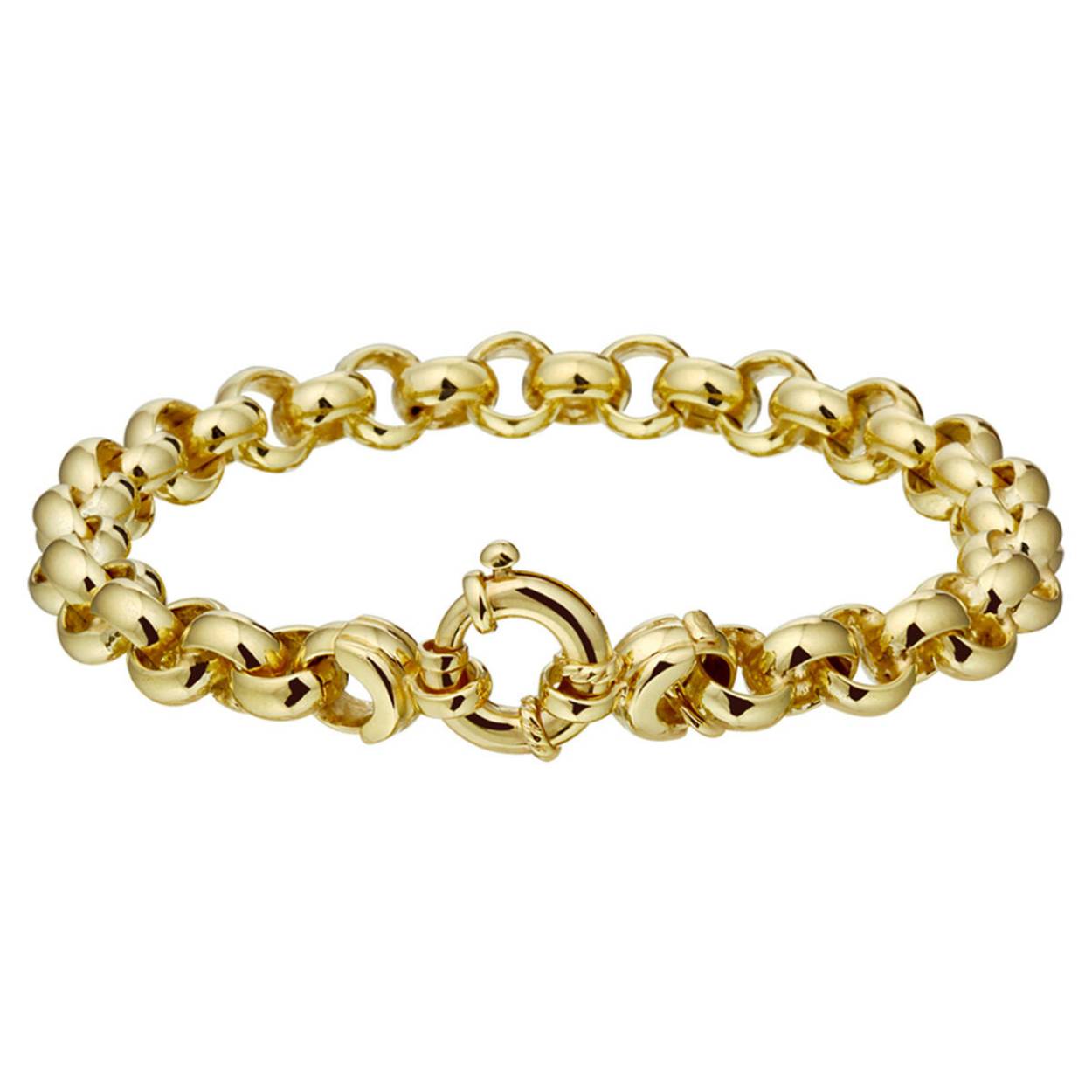 14k Geelgouden armband uitgevoerd met een jasseron schakel van 8mm. De armband heeft een draaglengte van 19cm.