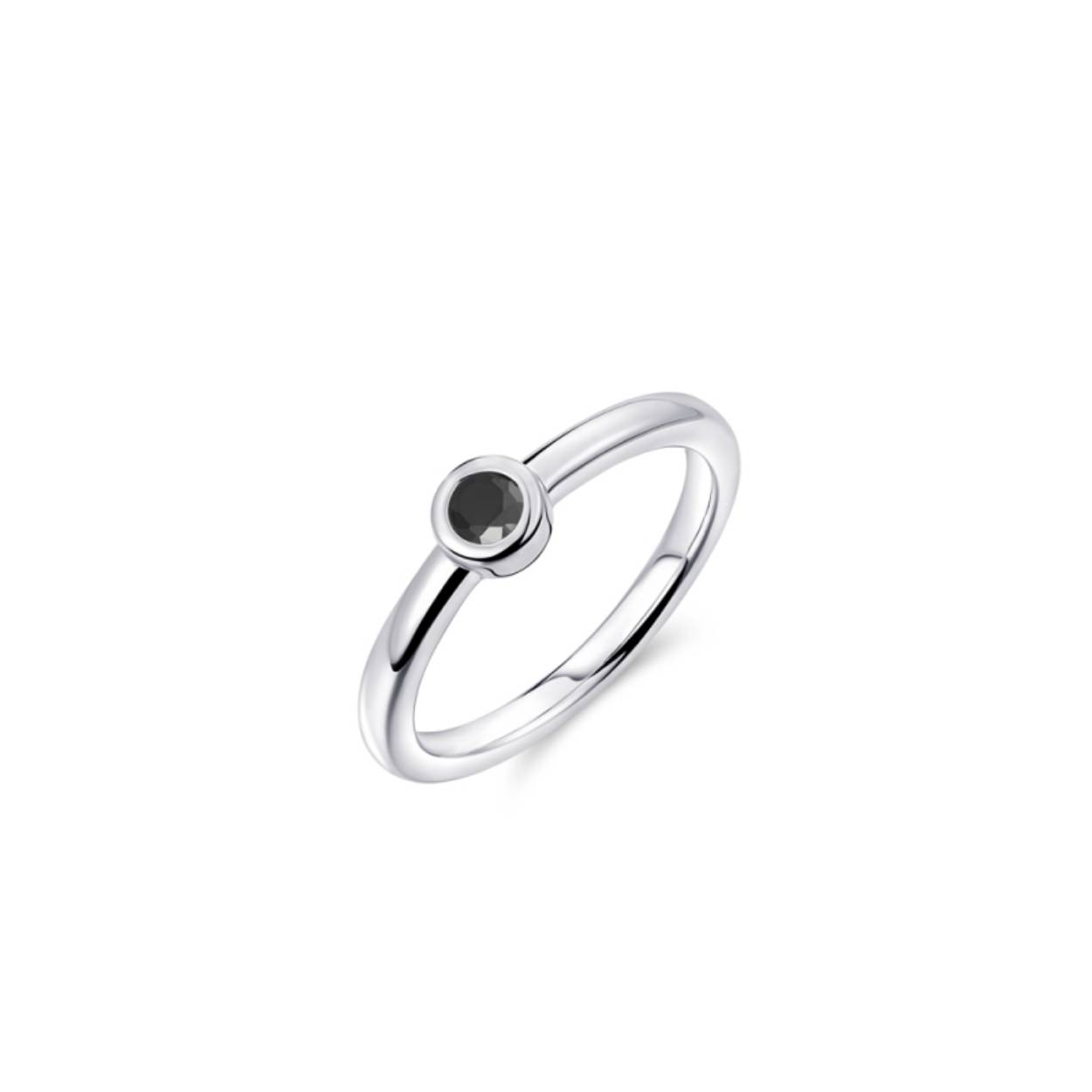 zilver ring met zwart zirkonia