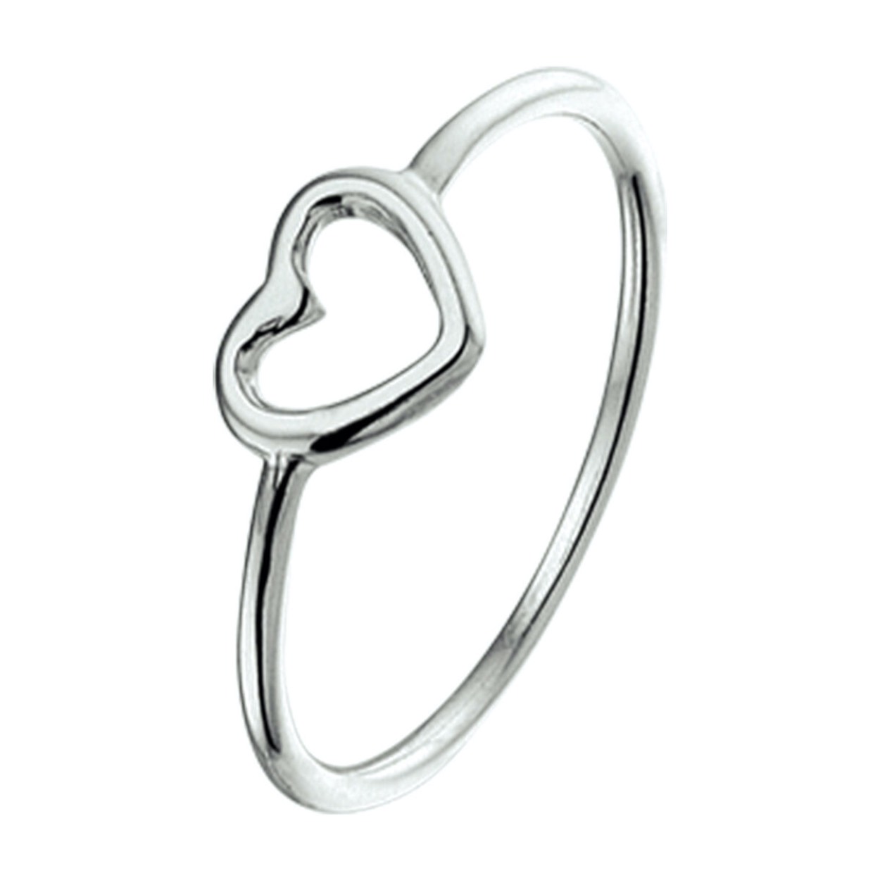Zilveren ring uitgevoerd met een open gewerkt hart van 6.5x7mm.