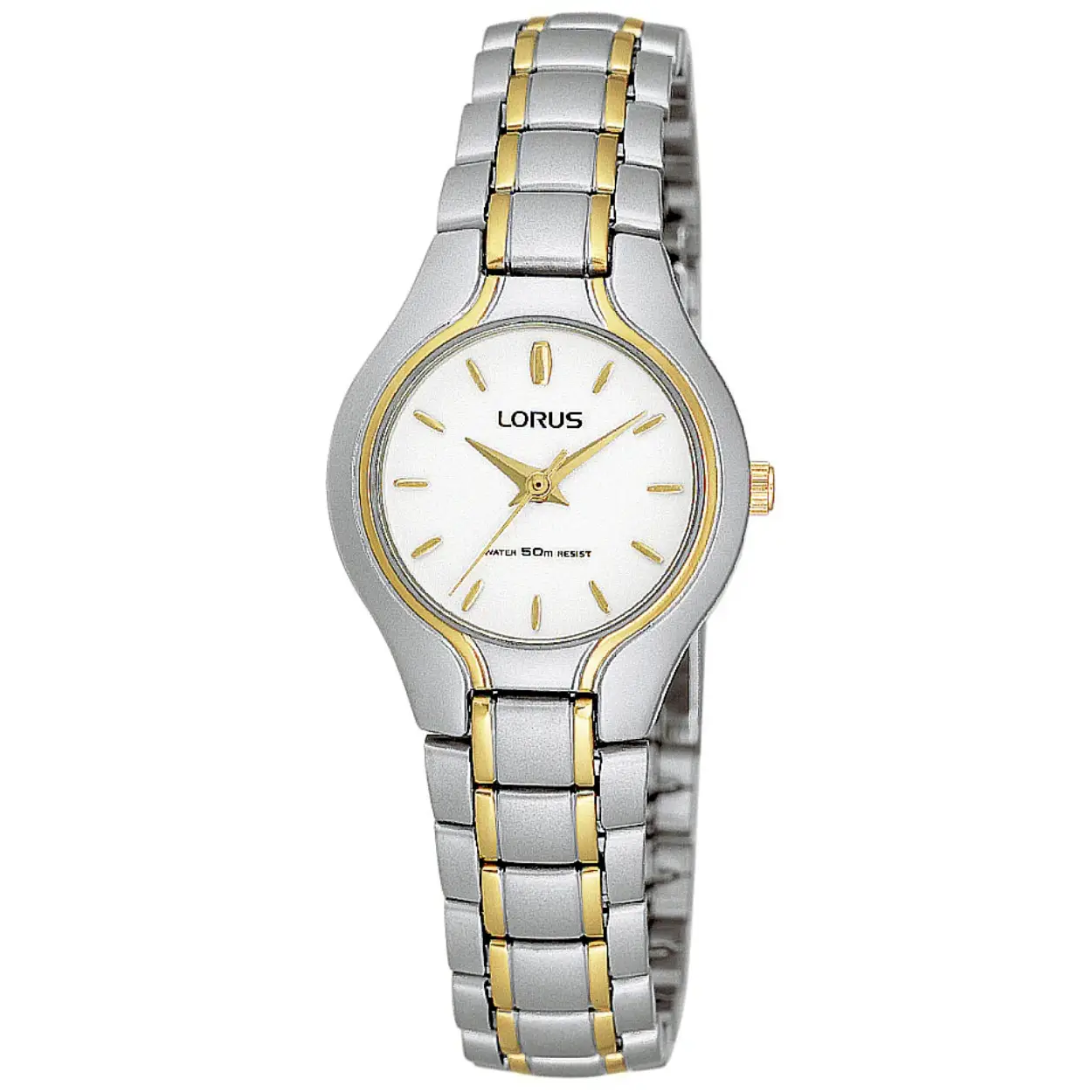 Dit is een dameshorloge van het merk Lorus. Het is een analoog horloge gemaakt van staal. De diameter van de kast is 24 mm mm en de kast is 8 mm mm dik.
De verdere specificaties van het horloge zijn als volgt:
Kastvorm: rond
Kastkleur: tweekleurig
Kastmateriaal: staal
Bandbreedte: 12 mm
Bandlengte: 214 mm
Sluiting: vouwsluiting
Wijzerplaatkleur: wit
Glassoort: hardlex mineraal glas
Waterdichtheid: 5 ATM
Techniek: quartz