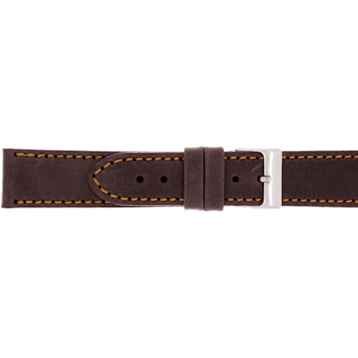  Horlogeband leder 200 vintage bruin met oranje stiksel 18mm