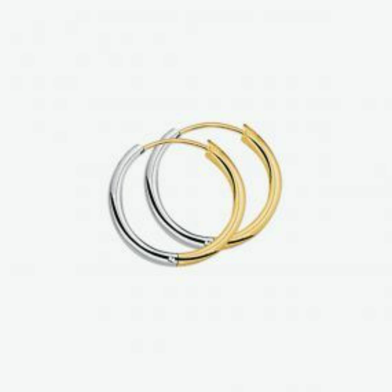 14k geel-wit gouden klapcreolen