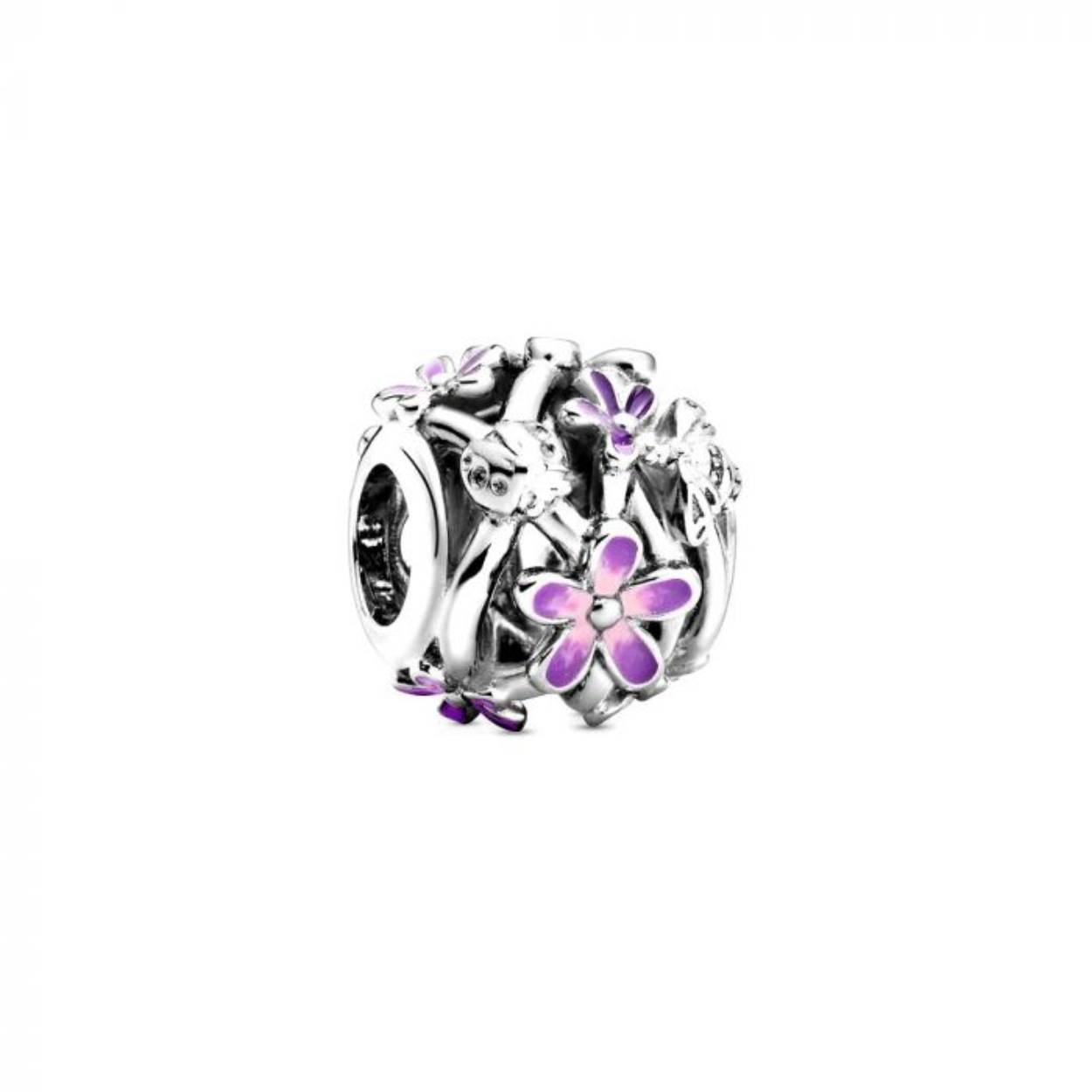 Pandora - Daisy, Madeliefje bedel zilver met paars/roze emaille - 798106CZ