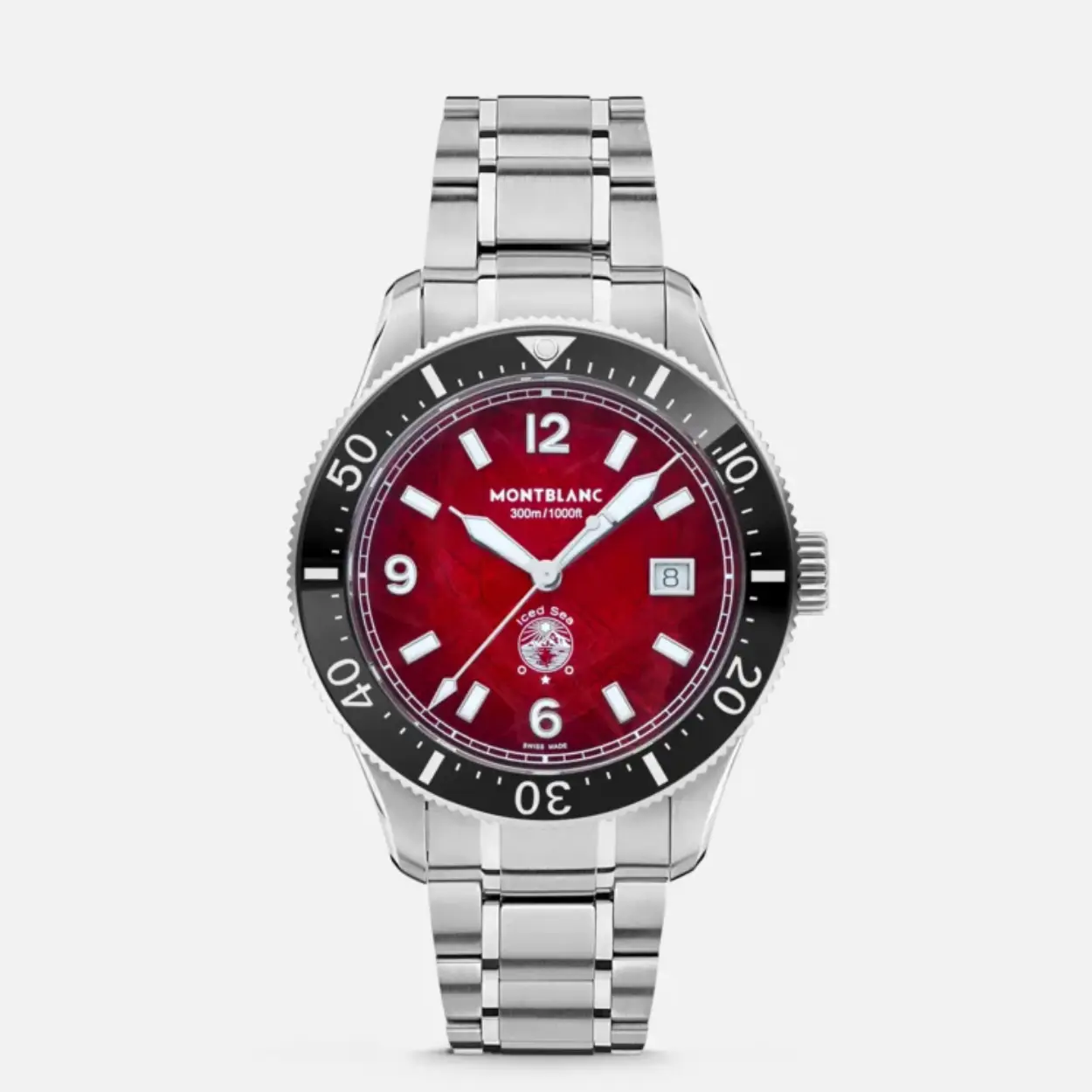 Dit Montblanc horloge behoort tot de 1858 Iced Sea collectie.
Referentienummer: MB-132291

De Montblanc heeft een automatisch uurwerk met 38 uur gangreserve. De kast en band zijn gemaakt van edelstaal. Het horloge is voorzien van een krasbestendig saffierglas met dubbele laag anti-reflecterende coating. De bordeauxrode wijzerplaat met gletsjerpatroon doet denken aan de dieprode kleur van de avondzon als deze op de gletsjer valt.