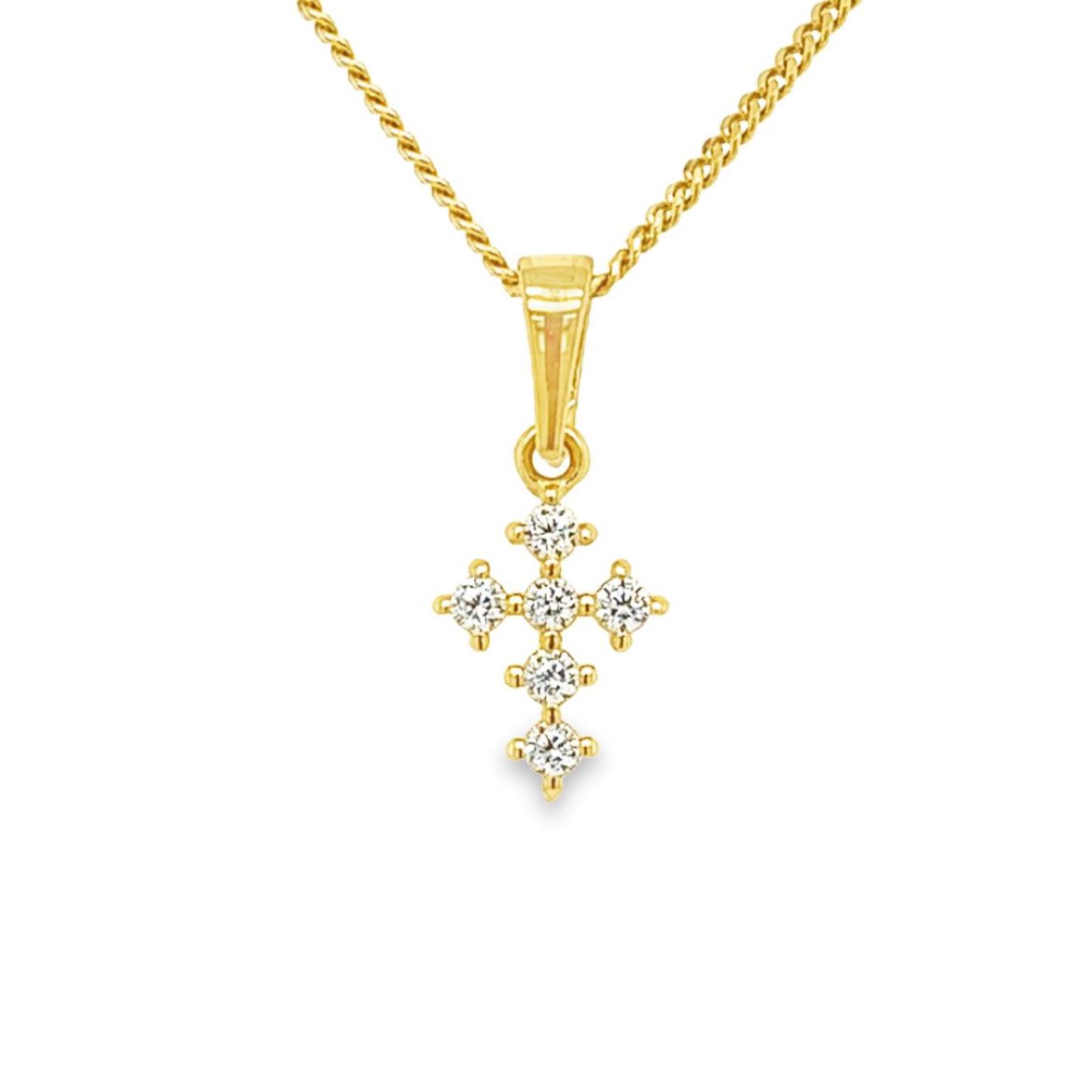 Geelgouden hanger Kruis met Zirkonia