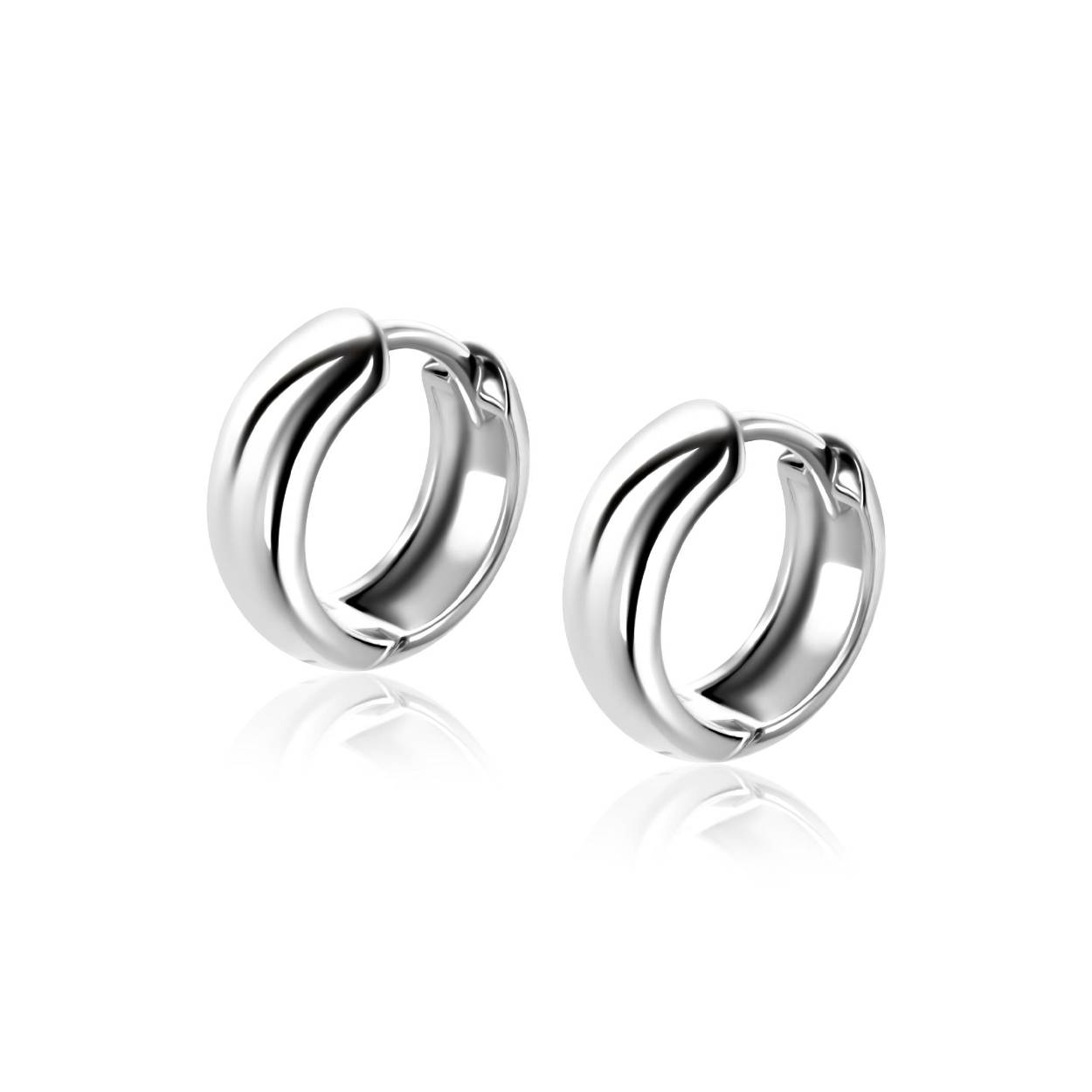 zilveren gladde oorringen met brede ronde buis 5mm met luxe klapsluiting