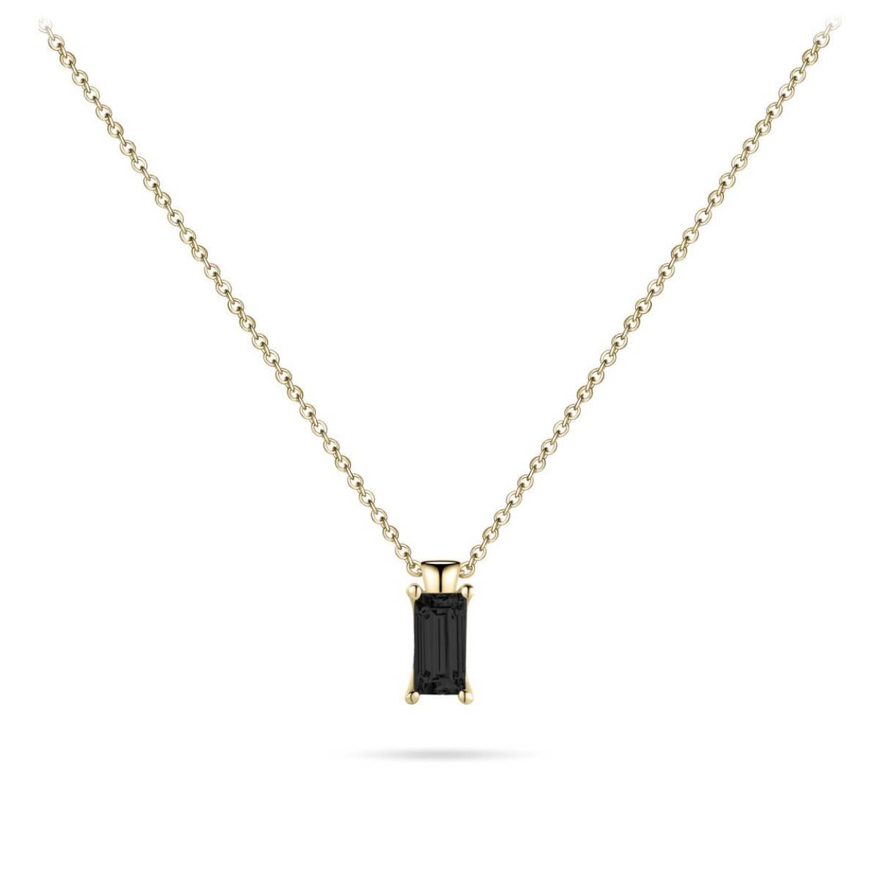 Collier uit de Daily Essentials collectie van Gisser Jewels gemaakt van Geel Goud Verguld Zilver. De lengte x breedte is 9 x 5 mm. Baguette solitair pendant.