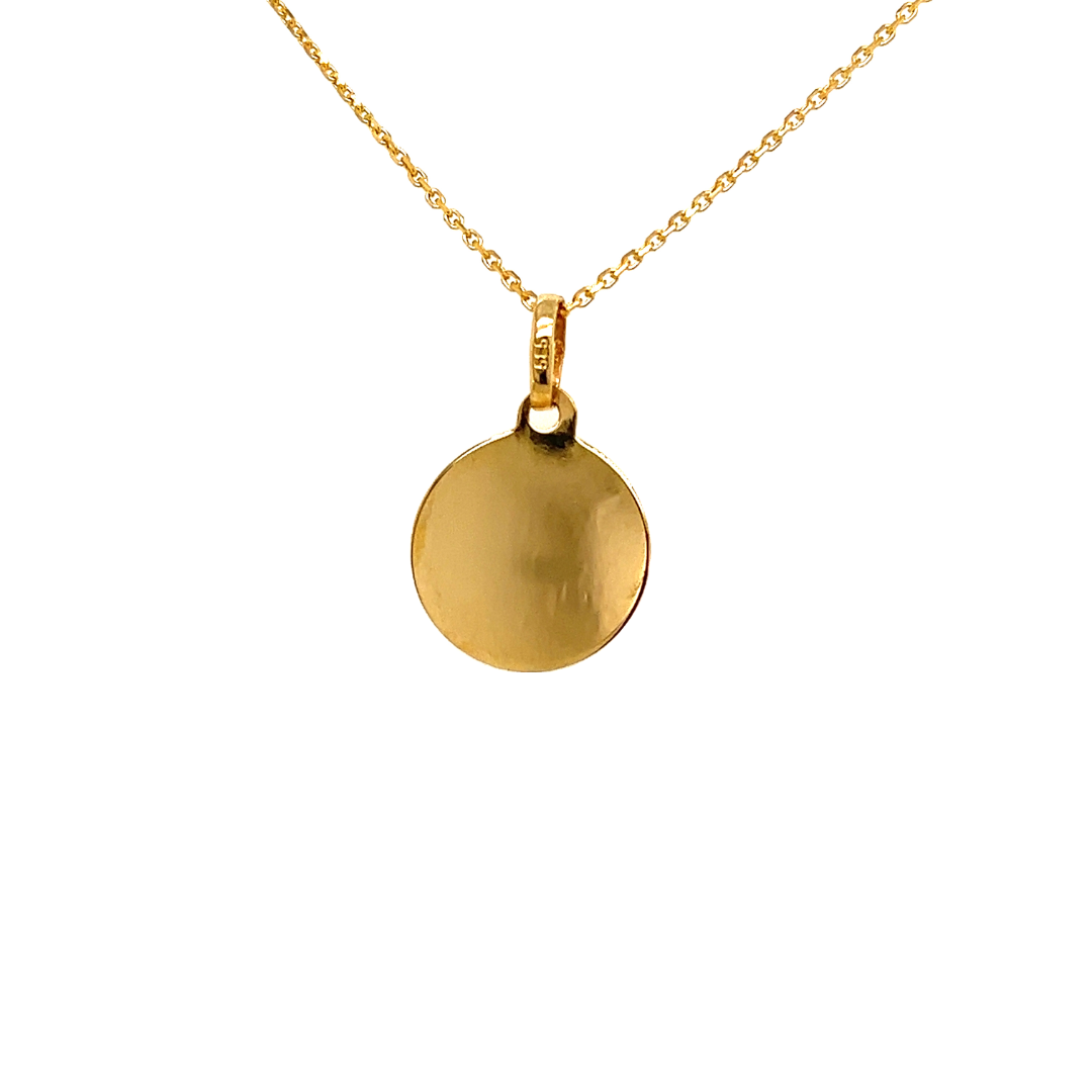 Deze geel gouden hanger is glad gepolijst en perfect geschikt om te laten graveren. Deze hanger is geschikt om zowel aan een ketting als aan een armband te hangen.

Note: het kettinkje hoort niet bij de hanger, deze is enkel gebruikt voor de foto.