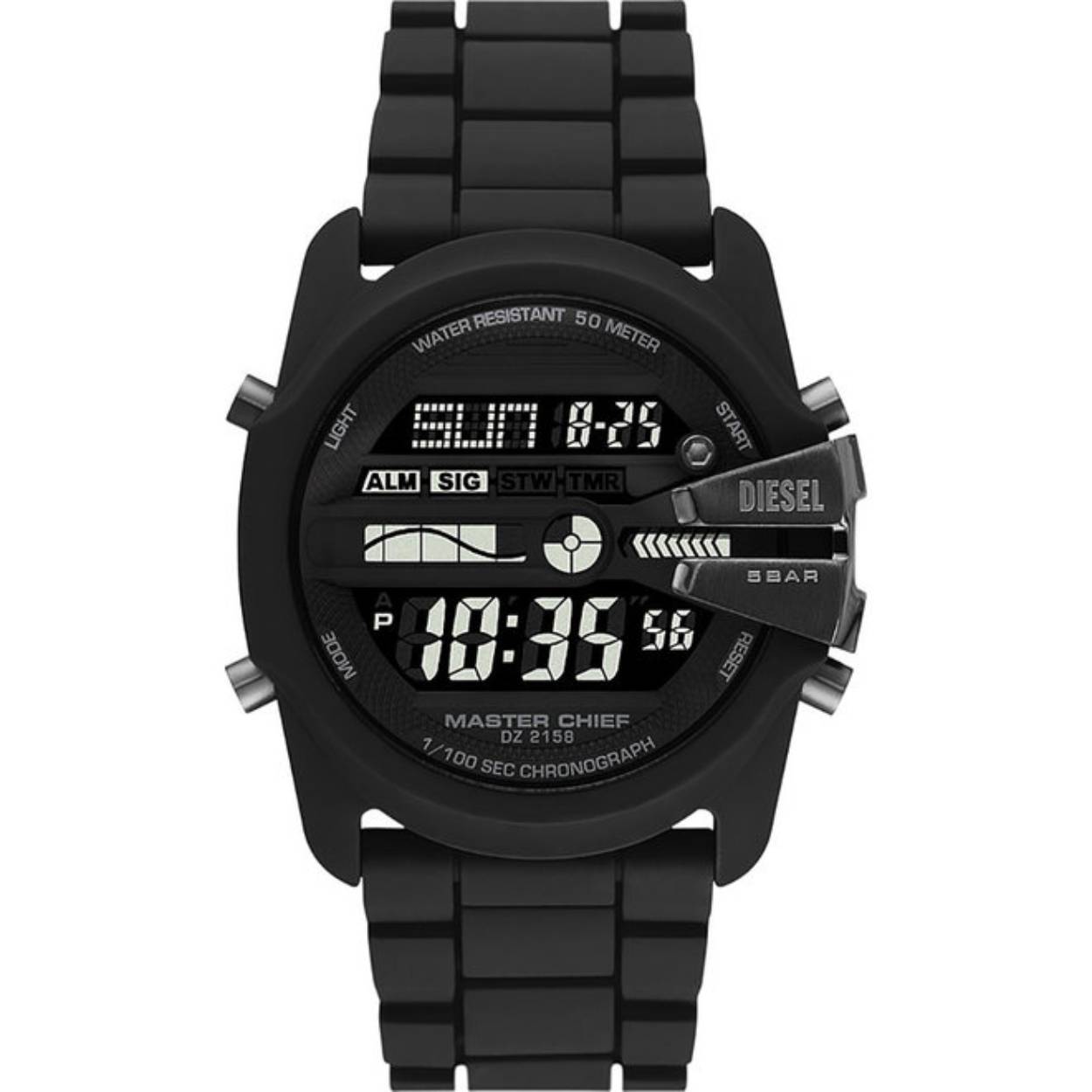 De Diesel horloge DZ2158 heeft een stoer en robuust design met een zwarte wijzerplaat en een siliconen/stalen band. De digitale functie en waterbestendigheid maken het horloge ideaal voor dagelijks gebruik. Draag dit horloge bij casual outfits voor een trendy look. Maak je look compleet met de Diesel DZ2158!