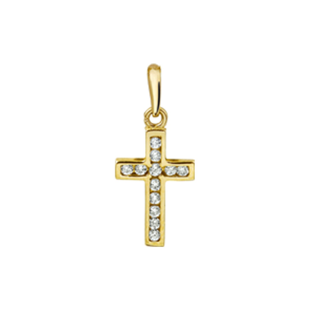 14 k geelgouden kruis hanger met zirkonia’s 