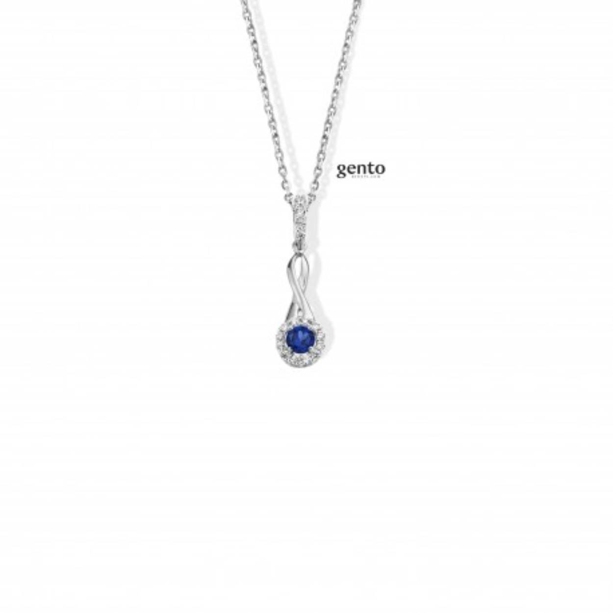 Zilveren collier met zirc en blauwe zirconium