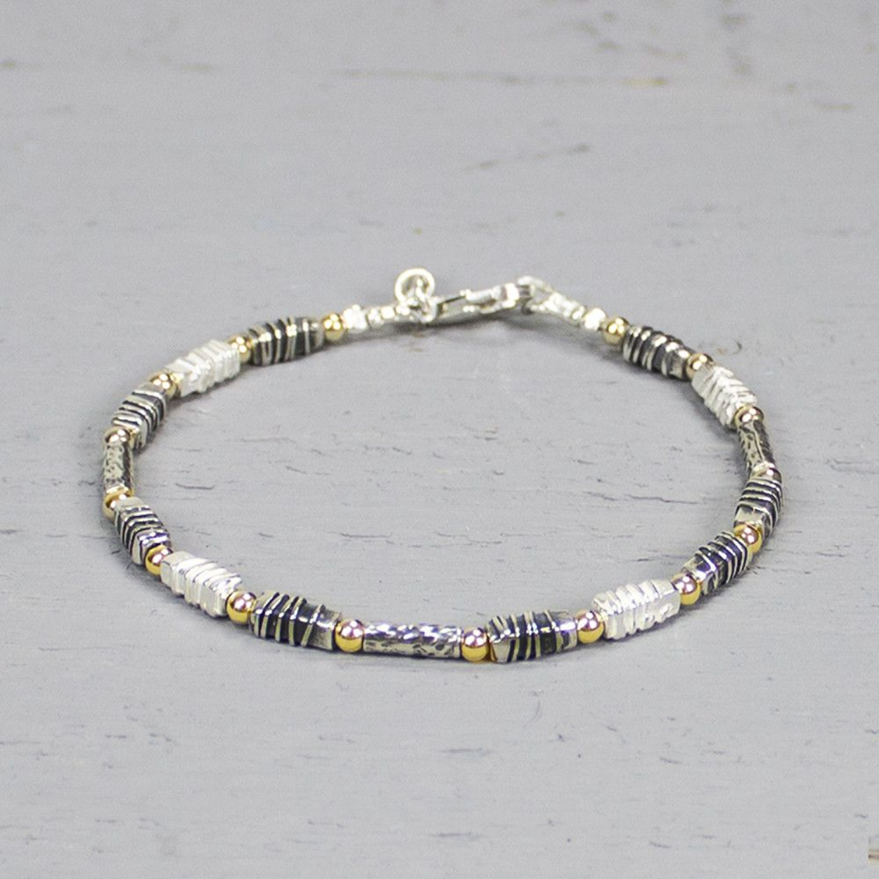 Jeh Jewels armband, zilver wit en oxy goldfilled, 19cm