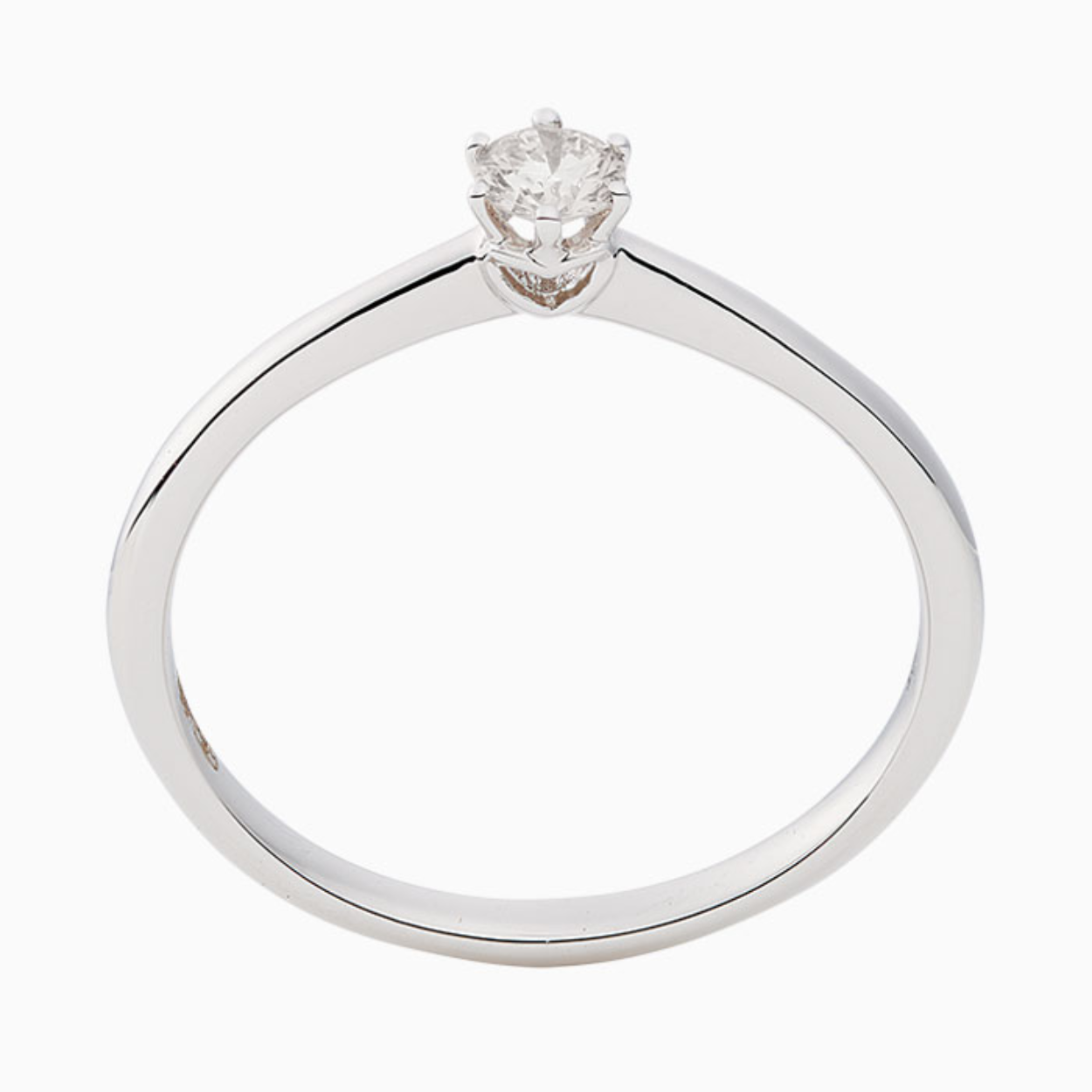 Eclat Witgouden Solitair ring hart 0.10crt TW-SI mt17.5