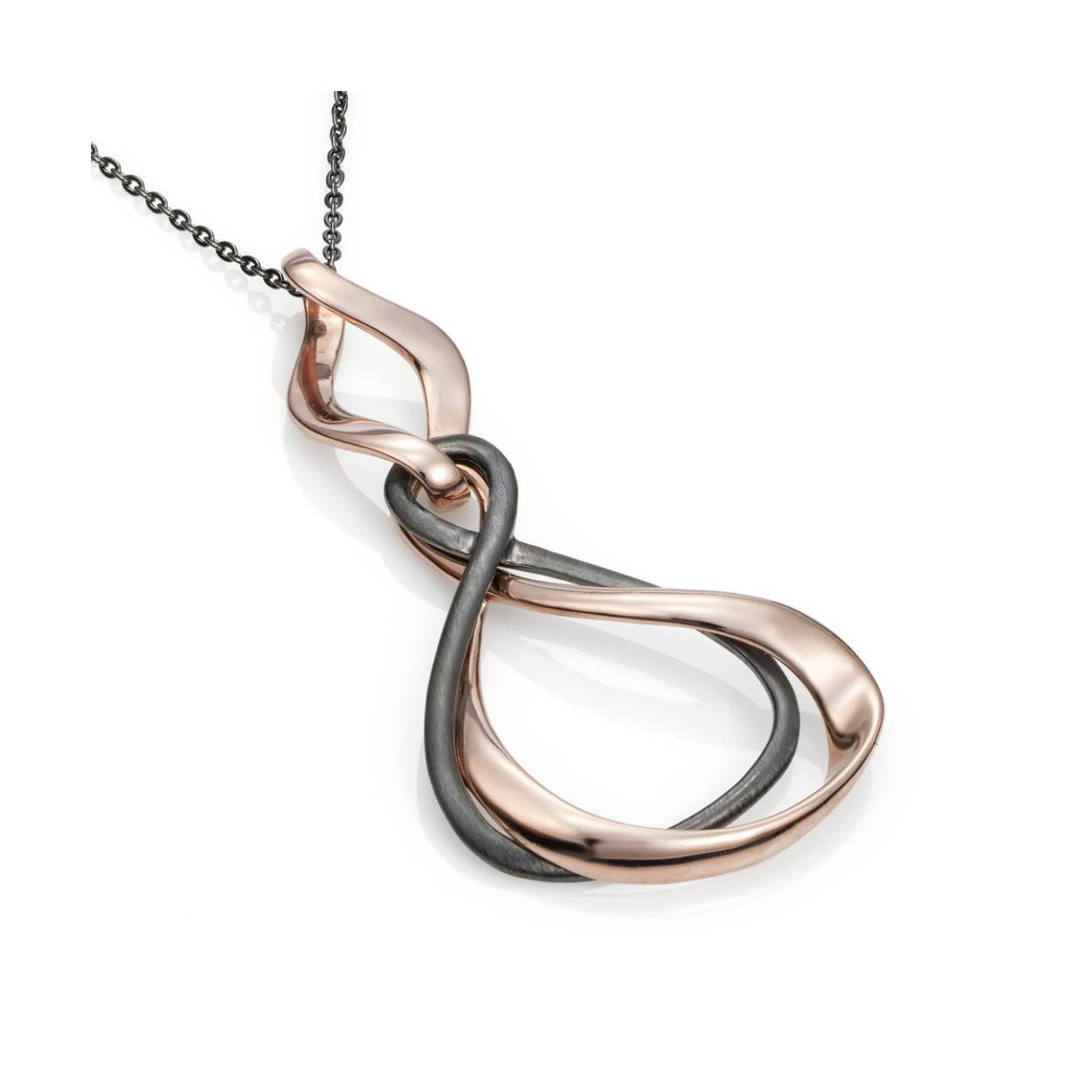 Jorge Revilla hanger zilver met 18 krt. rosé goldplated en  black Ruthenium