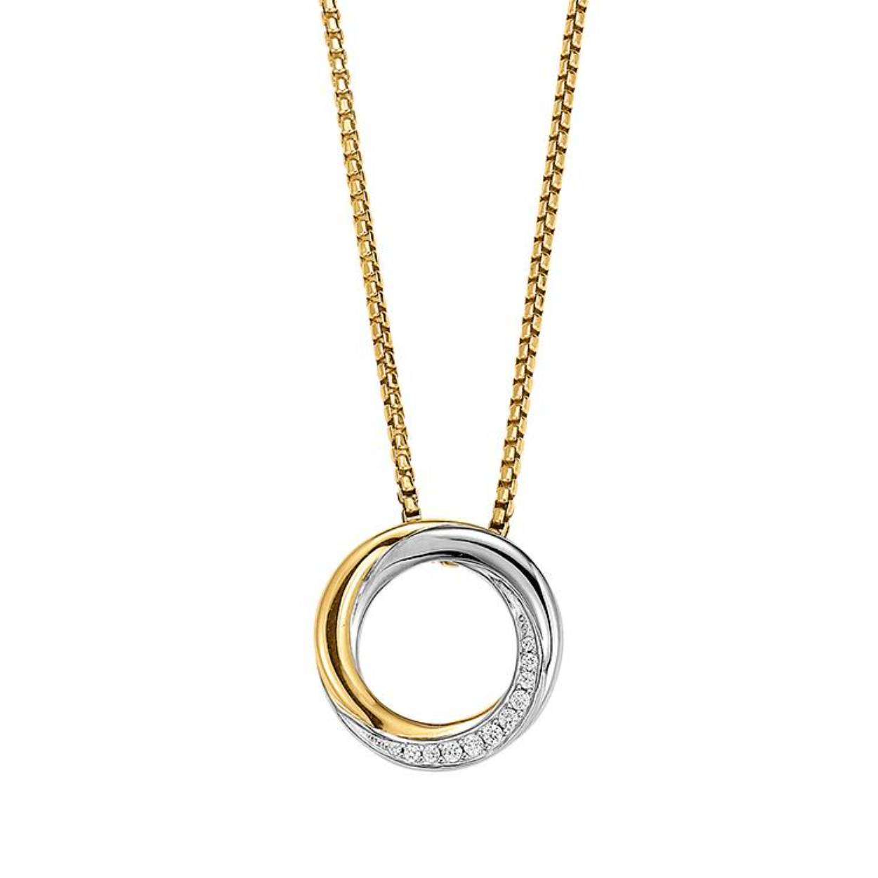 Gold plated collier met zirkonia's. Dit collier is te dragen op 45cm.