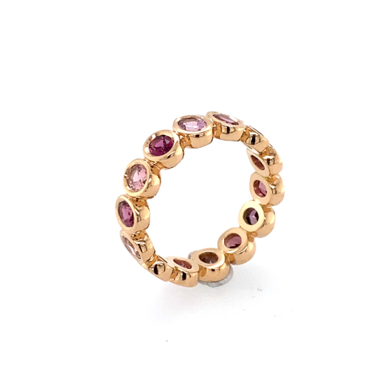 18 krt rosé gouden Belize ring met 14x gemêleerd roze tourmalijn
