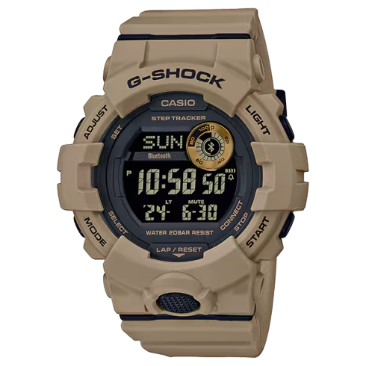 Dit Casio horloge behoort tot de G-shock collectie.
Referentienummer: GBD-800UC-5ER

Het mooie ontwerp en functionele kleur van dit zijn perfect te combineren met uw dagelijkse kleding en uw trainingsoutfit. Deze horloges zijn extra functioneel wanneer ze gekoppeld zijn aan de CASIO WATCHES app. Daarmee krijgt u toegang tot aanvullende functies die work-outs verbeteren. Functies voor dagelijkse gezondheids- en fitnessondersteuning zijn bijvoorbeeld een versnellingsmeter met 3 assen die stappen telt, een multitimer waarmee u maximaal 20 timercombinaties van elk vijf timers kunt maken, geheugen voor maximaal 200 ronderecords en meer. De app maakt het ook mogelijk om logboeken van uw stappen bij te houden met vijf intensiteitsniveaus voor oefeningen, om de calorieën te berekenen die u verbrandt, om een dagelijks stappendoel op te geven, om timercombinaties te maken en naar het horloge te verzenden, om stopwatchmeetgegevens op te slaan, om gegevens te bekijken en meer. Dit alles wordt gecombineerd om u te helpen uw work-outs te plannen en vast te leggen, waardoor ze effectiever en plezieriger worden. Andere functies zijn onder andere een correctie van de automatische tijdinstelling in de app en andere functies voor een efficiëntere tijdregistratie, en automatische led-verlichting om work-outs te vergemakkelijken in gebieden waar er weinig verlichting is. Er zitten achtervleugels aan de binnenkant van de bandjes op de plek waar ze aan de behuizing zijn bevestigd, er is een nieuw ringvormige bandje dat verschuiven voorkomt en er zitten meer gaten in het bandje voor een betere aanpassing van de strakheid. Dit draagt allemaal bij aan een comfortabelere pasvorm. Je kunt de grootte van het bandje zeer nauwkeurig aanpassen.