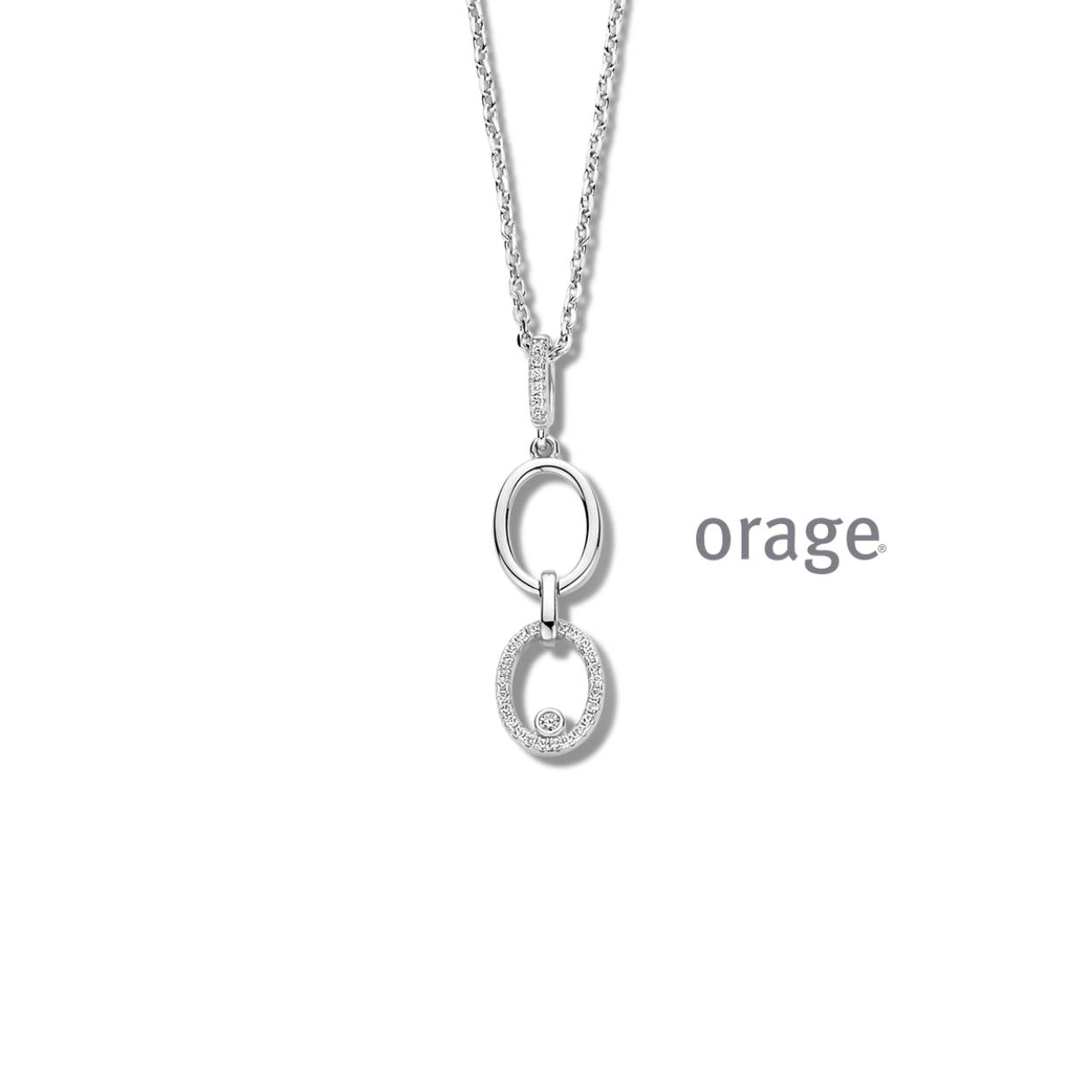 Zilveren collier met hanger bezet met zirkoon
BA083