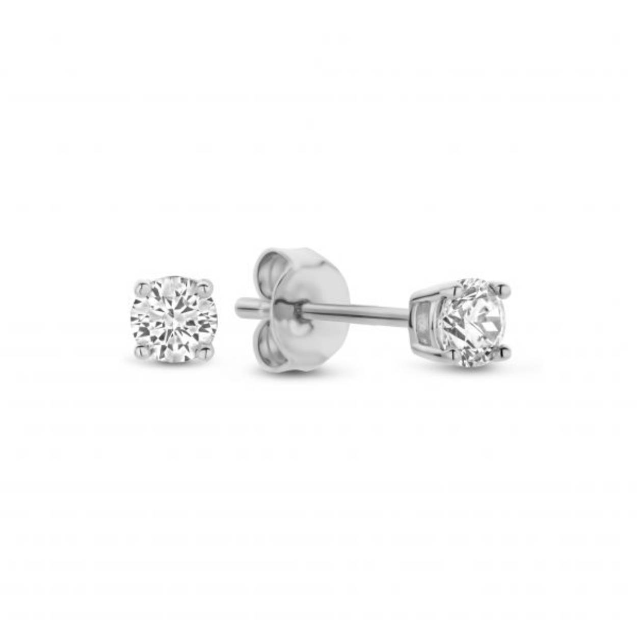 Zilveren oorknoppen witte zirkonia 3 mm
