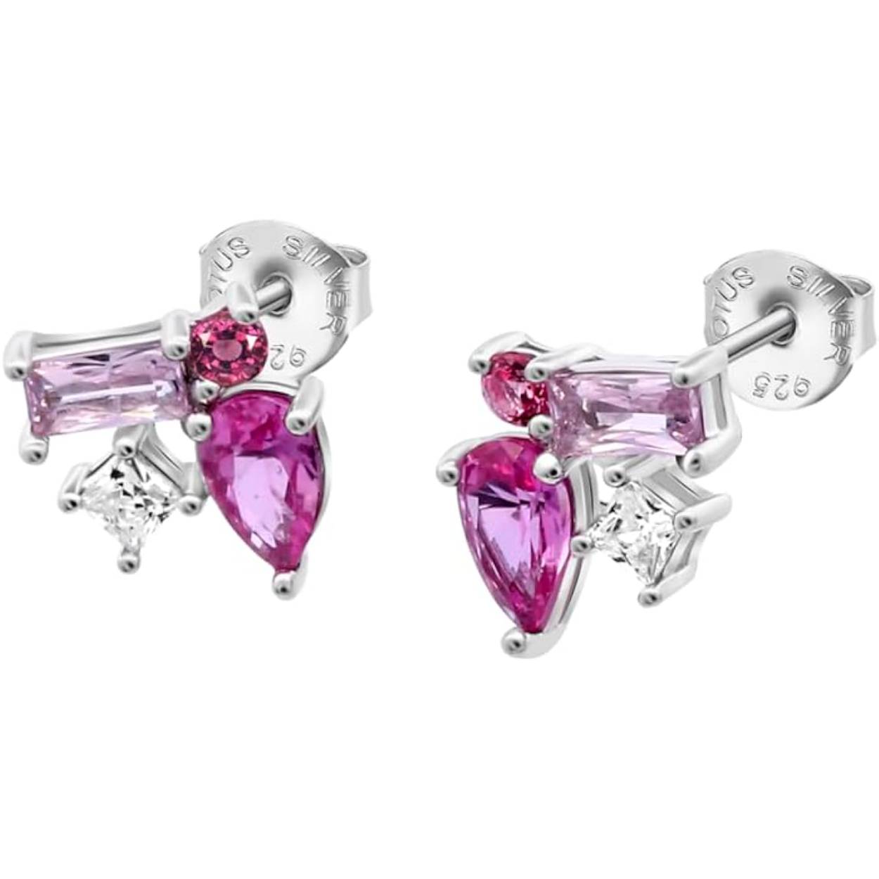 Oorbellen zilver zirc/roze