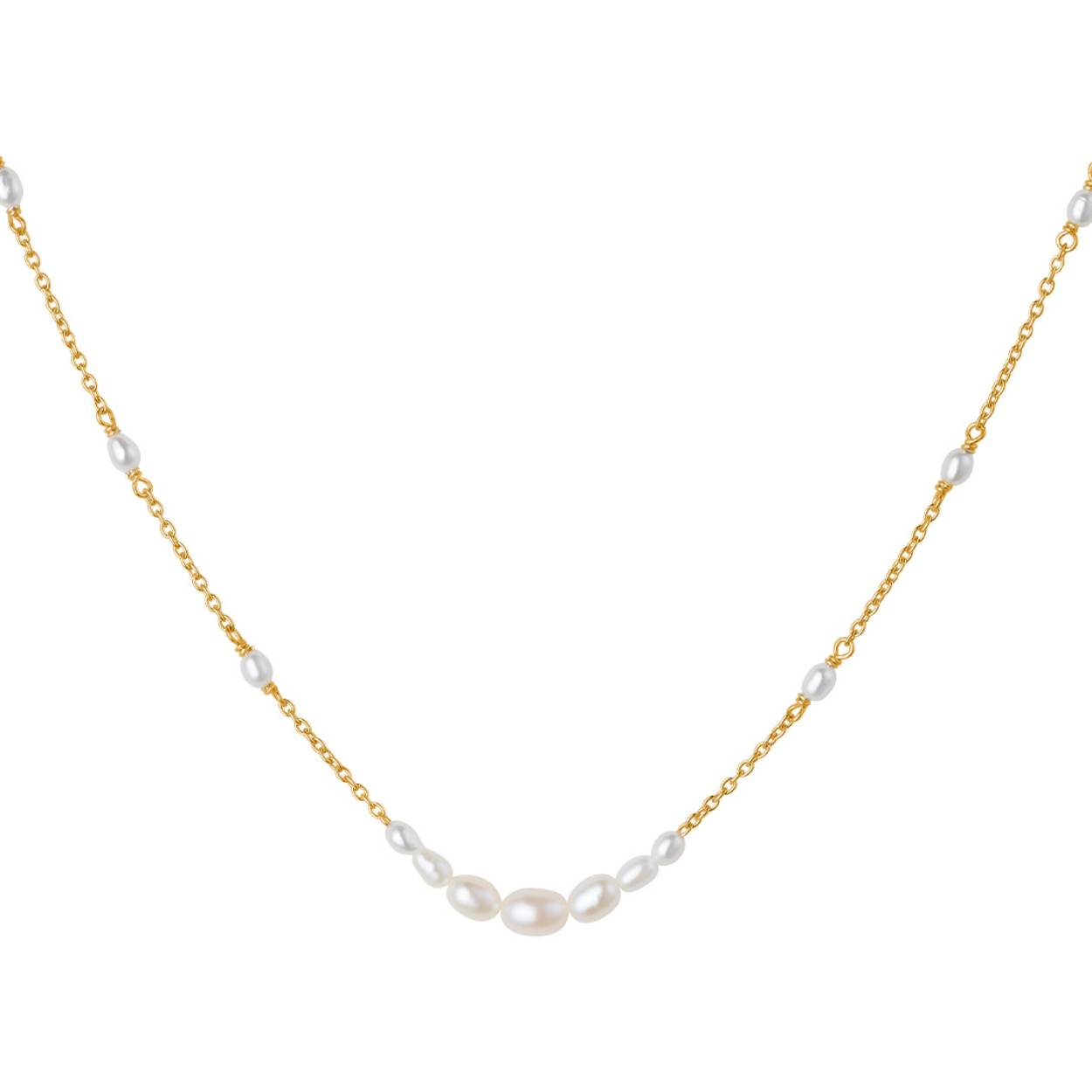 Geïnspireerd door de volwassen en verfijnde vrouw, wil de parelcollectie de vrouwelijkheid brengen aan iedereen die deze elegante sieraden draagt. Parels symboliseren wijsheid en alle ontwerpen zijn verkrijgbaar in zowel sterling zilver als 14K verguld sterling zilver met zoetwaterparels en zirkonia. De ketting is 45 cm en verstelbaar.