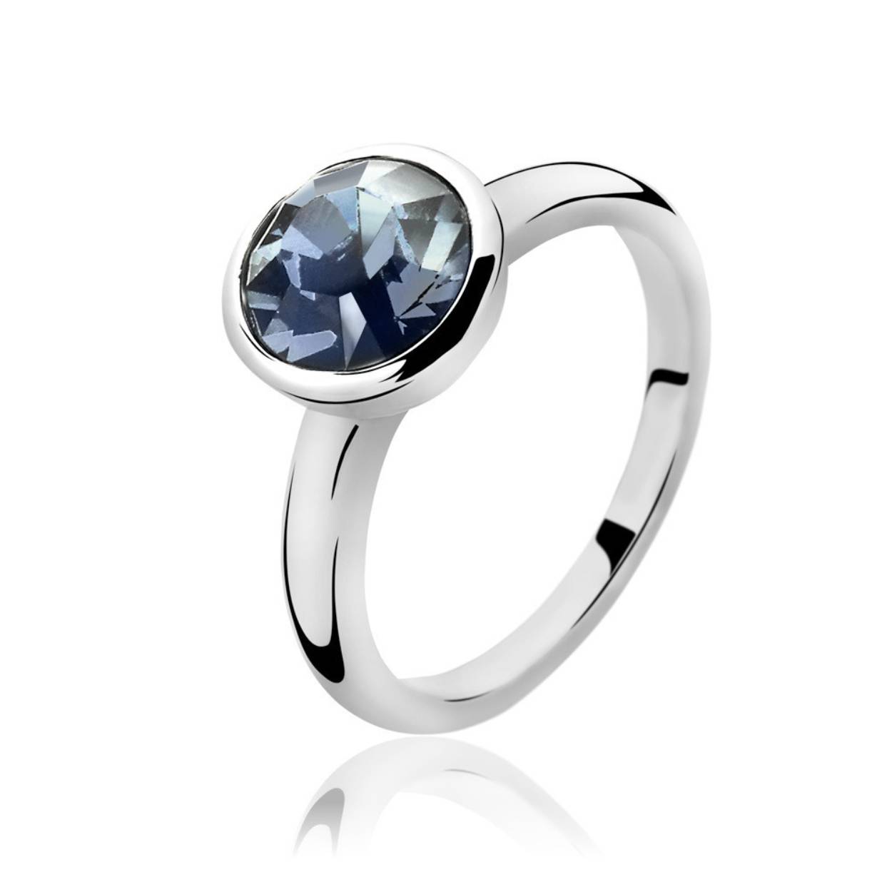 Zinzi zilveren ring blauw swarovski rond mt 56 ZIR1006B