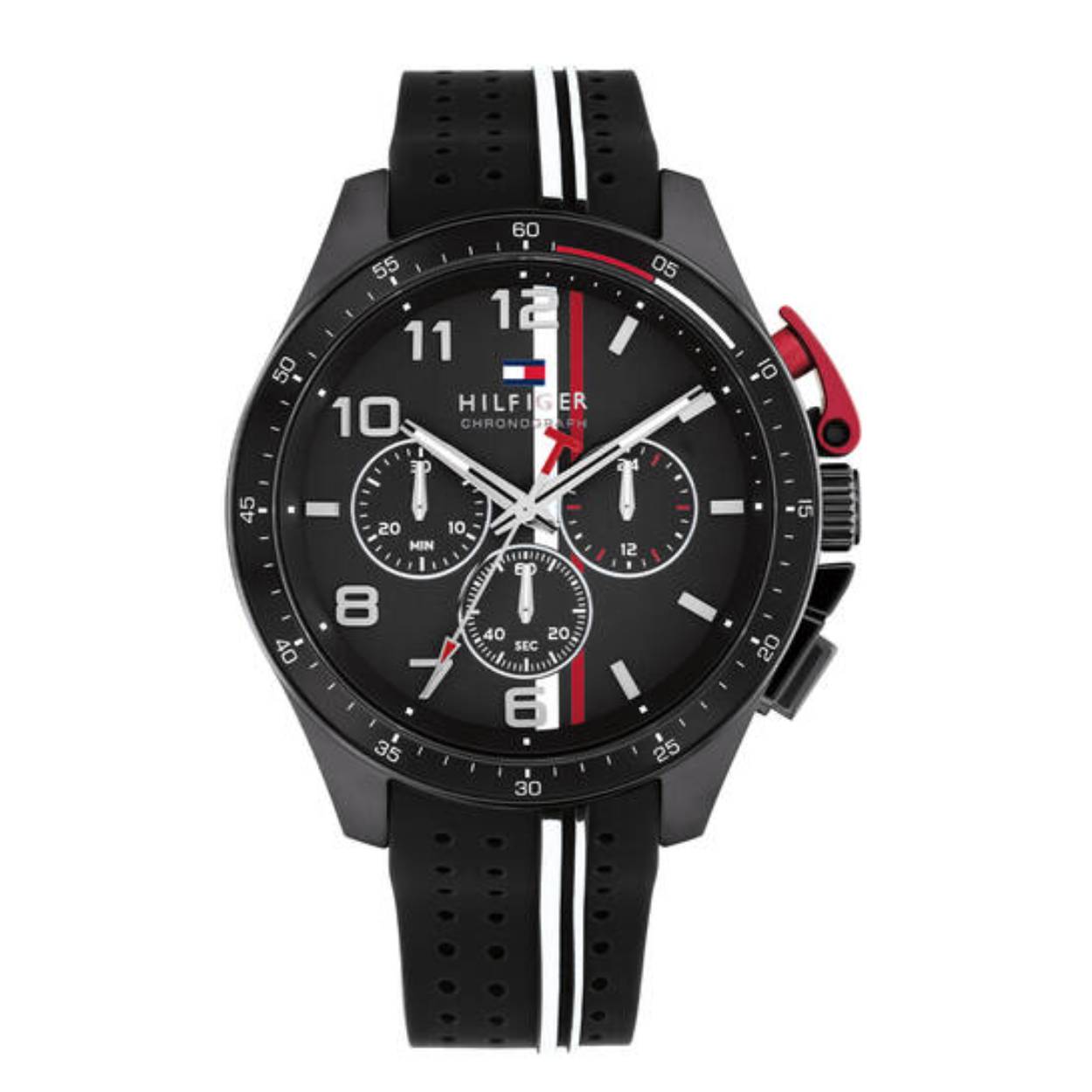 Tommy Hilfiger herenhorloge, chrono, met zwart kunststof band, model Bank