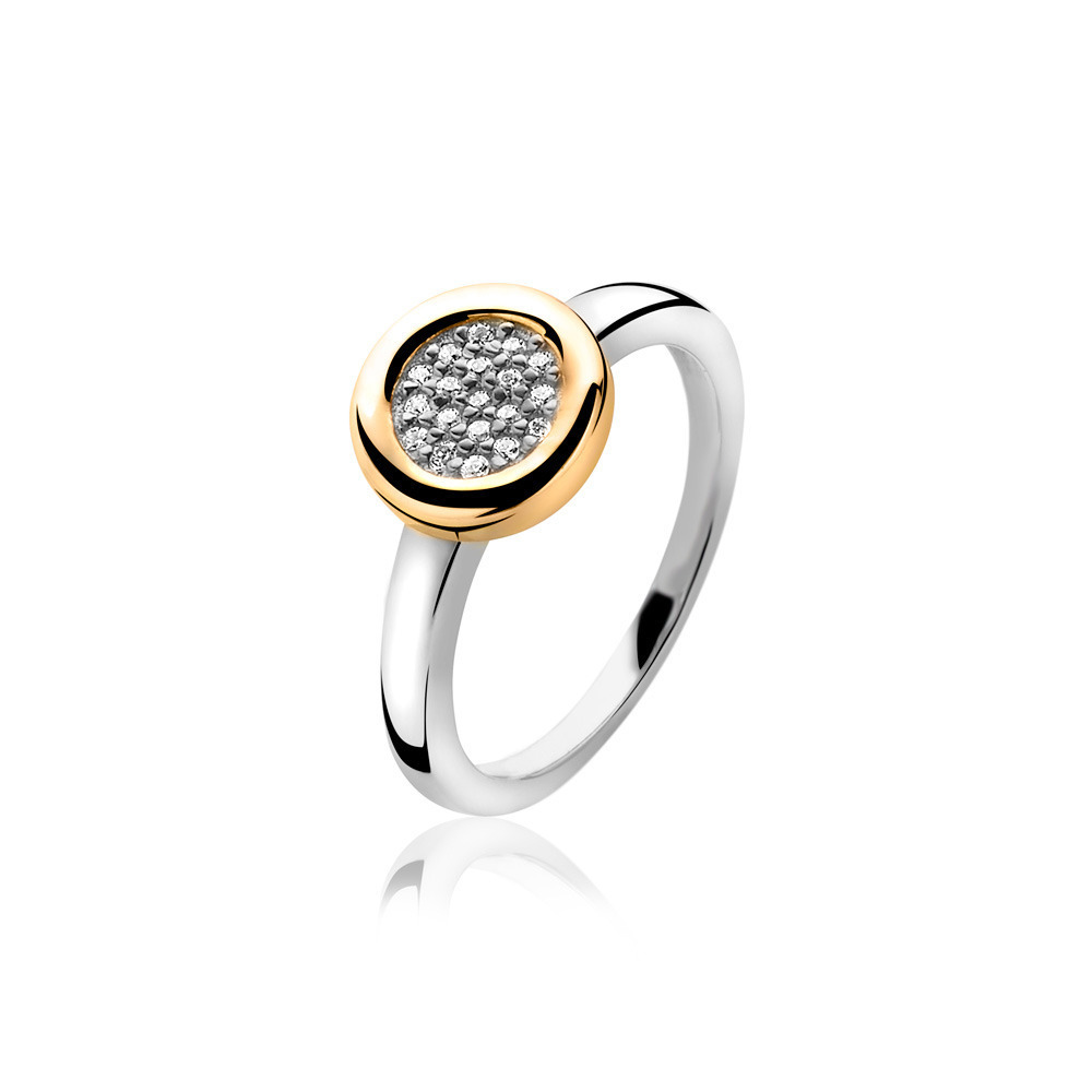 Zinzi zilver verguld ring geel verguld zirkonia mt56 ZIR1059Y