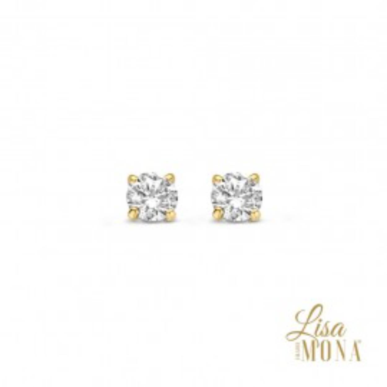 Lisa Mona oorstekers in goud 14 k zirconia